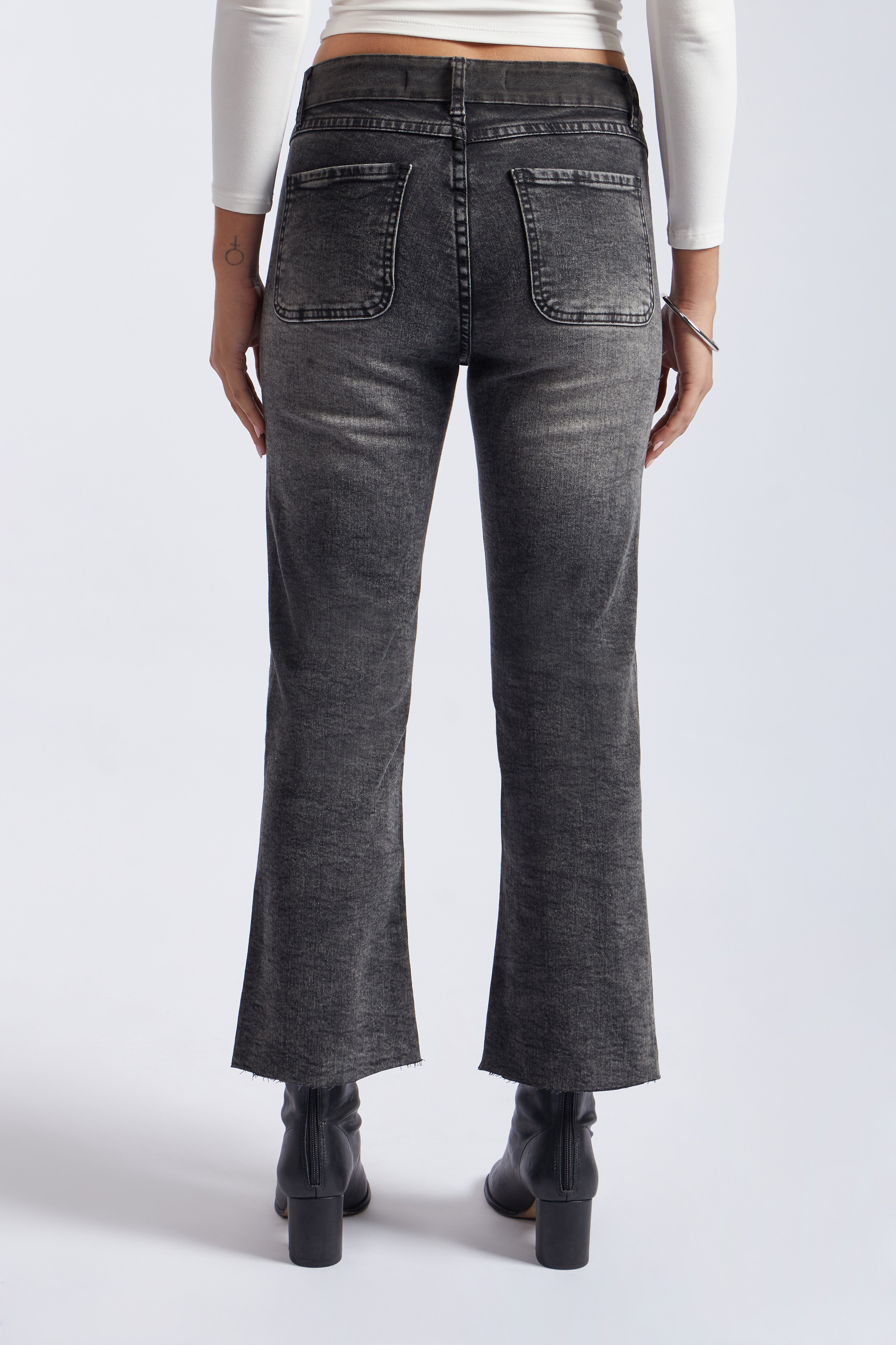 Denim Cropped Flare - Grey