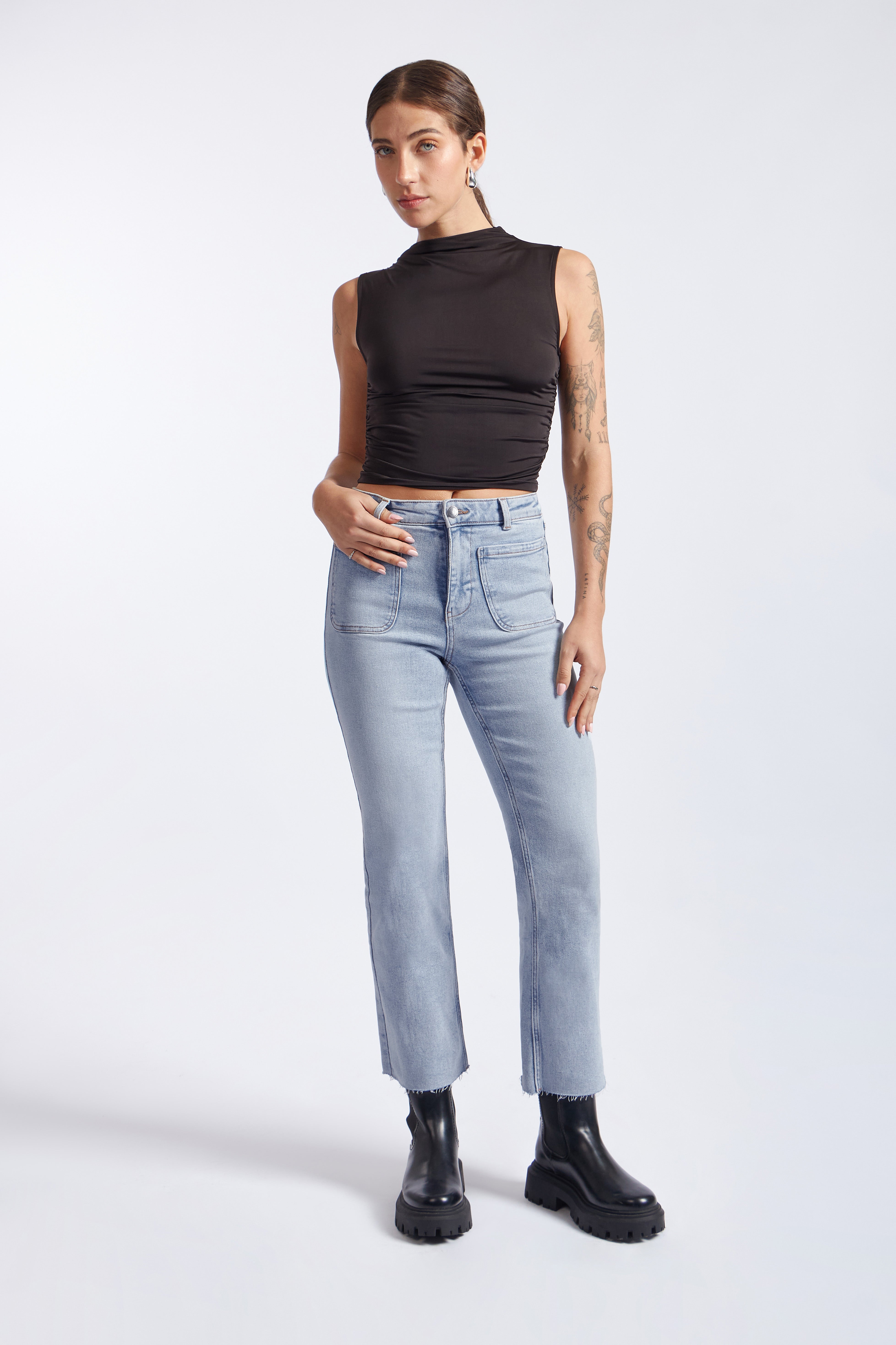 Denim Cropped Flare - Bleach