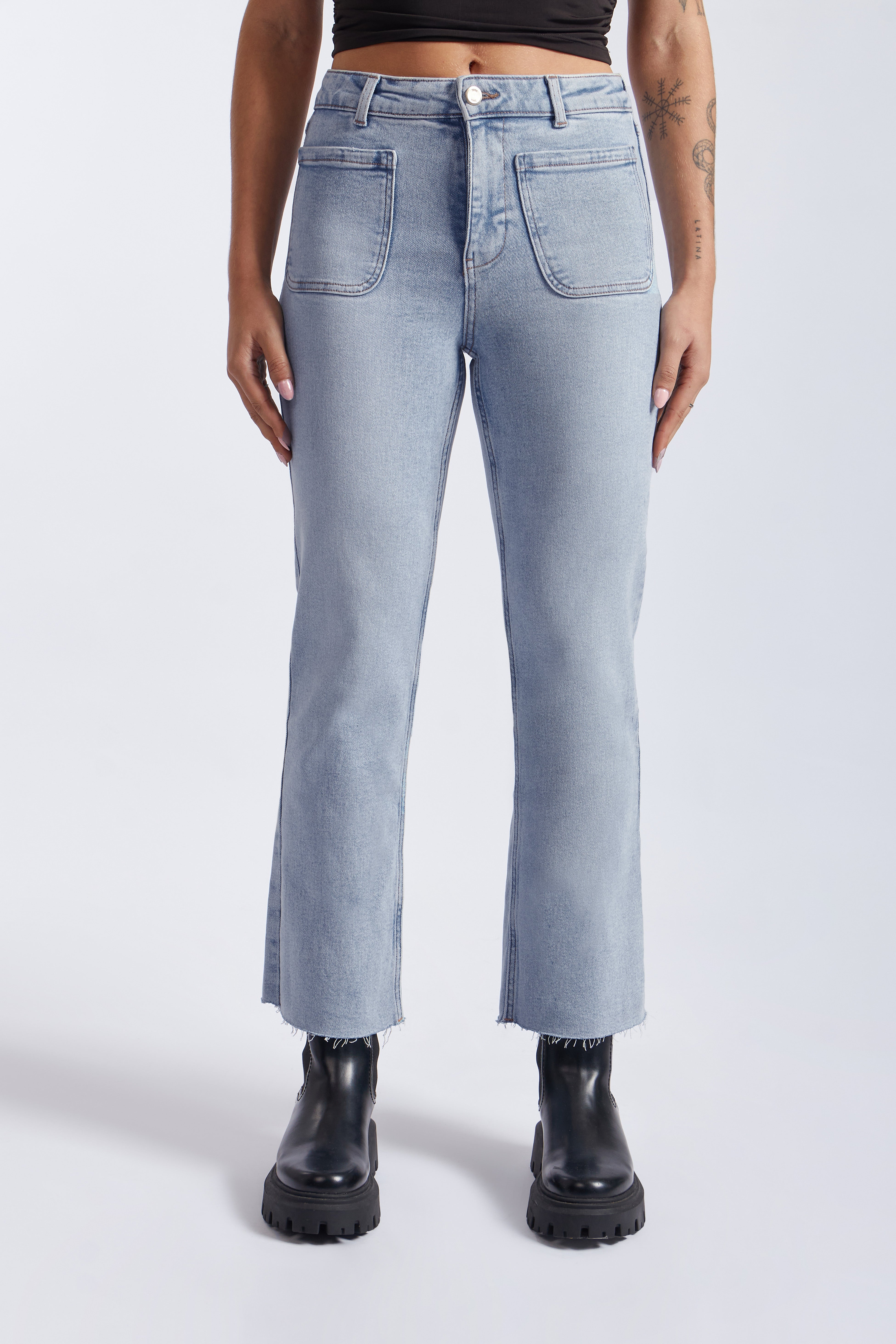 Denim Cropped Flare - Bleach