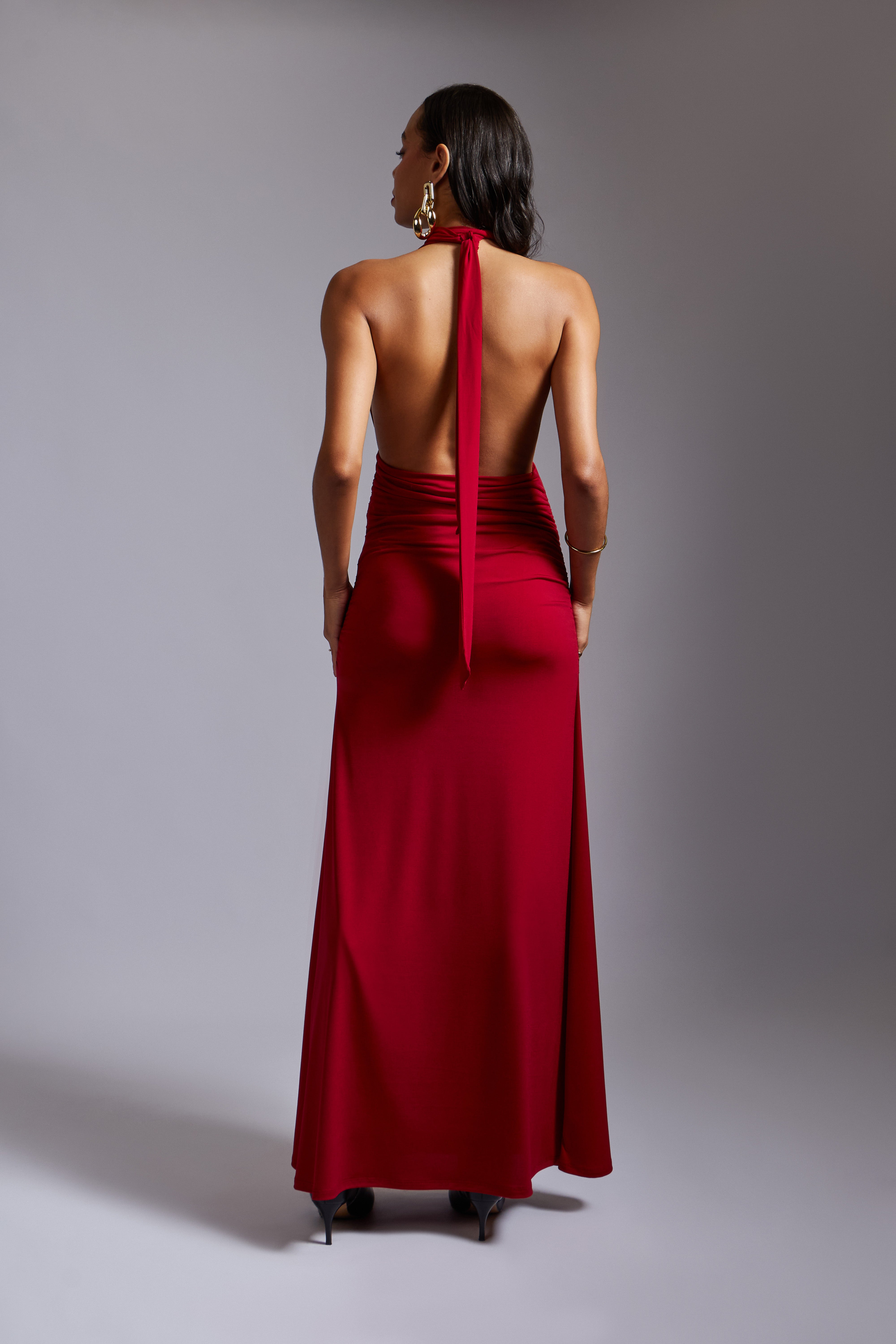 Vestido Halter Lazo - Vino