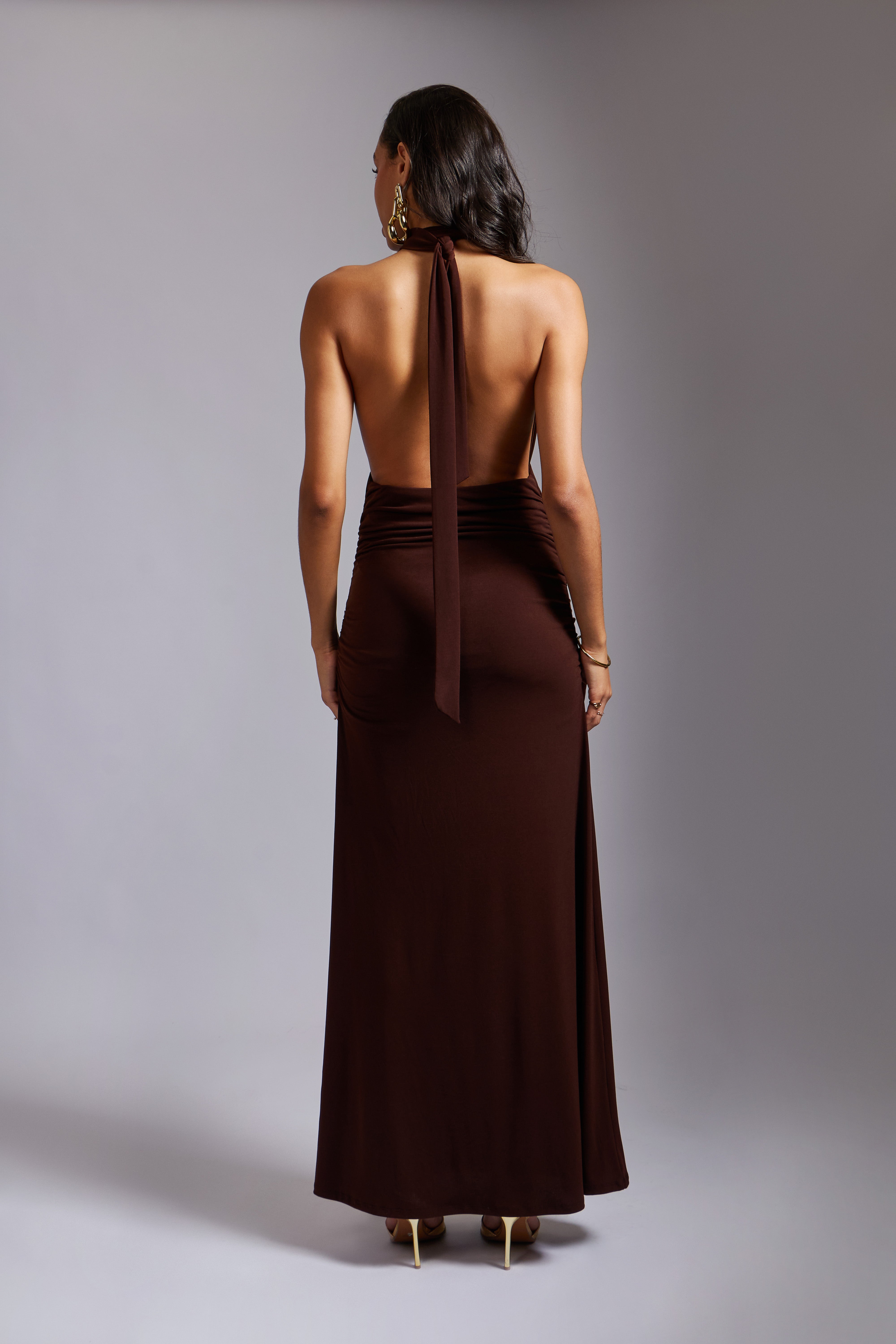 Vestido Halter Lazo - Marrón