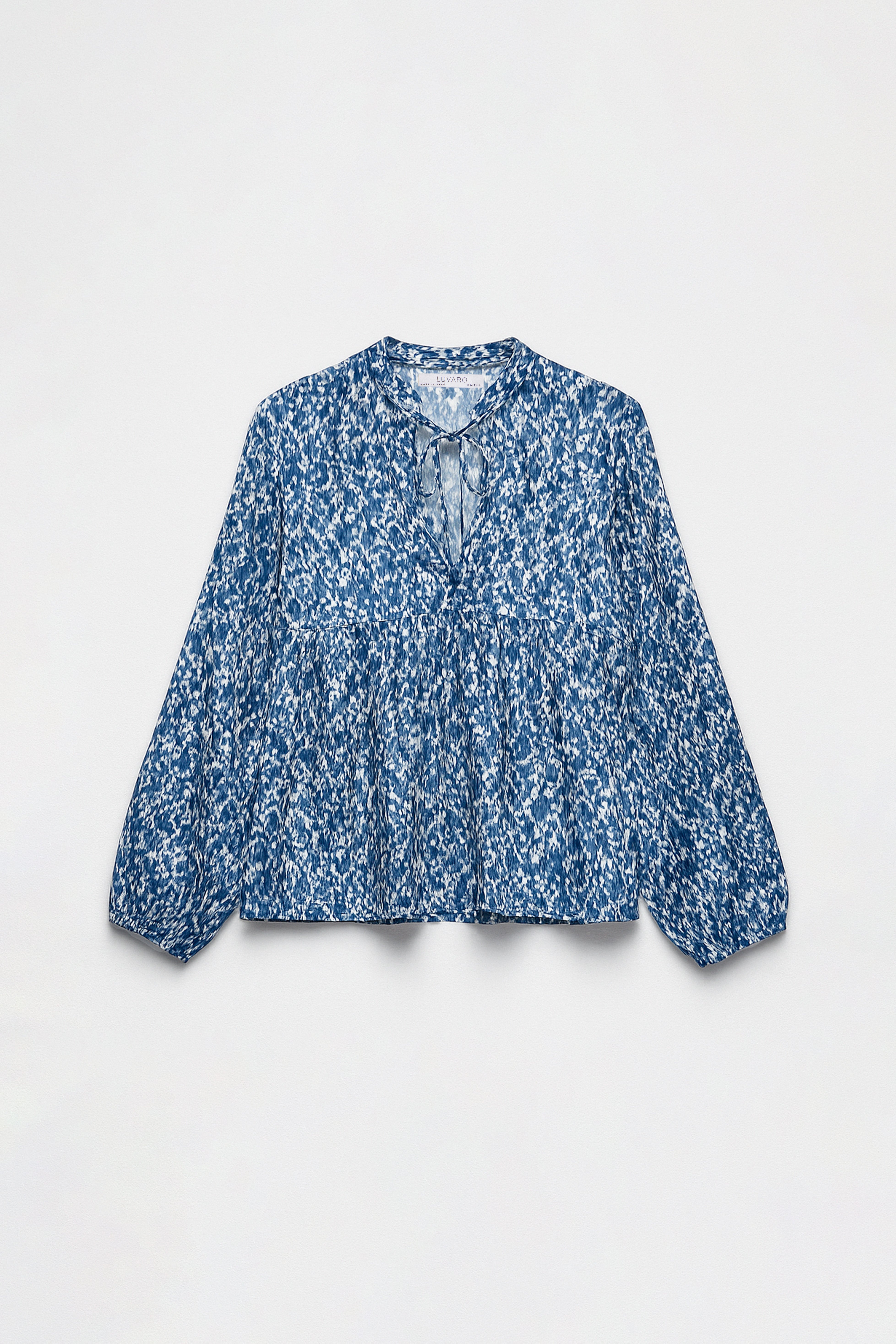 Blusa Fluida Boho Estampada - Azul