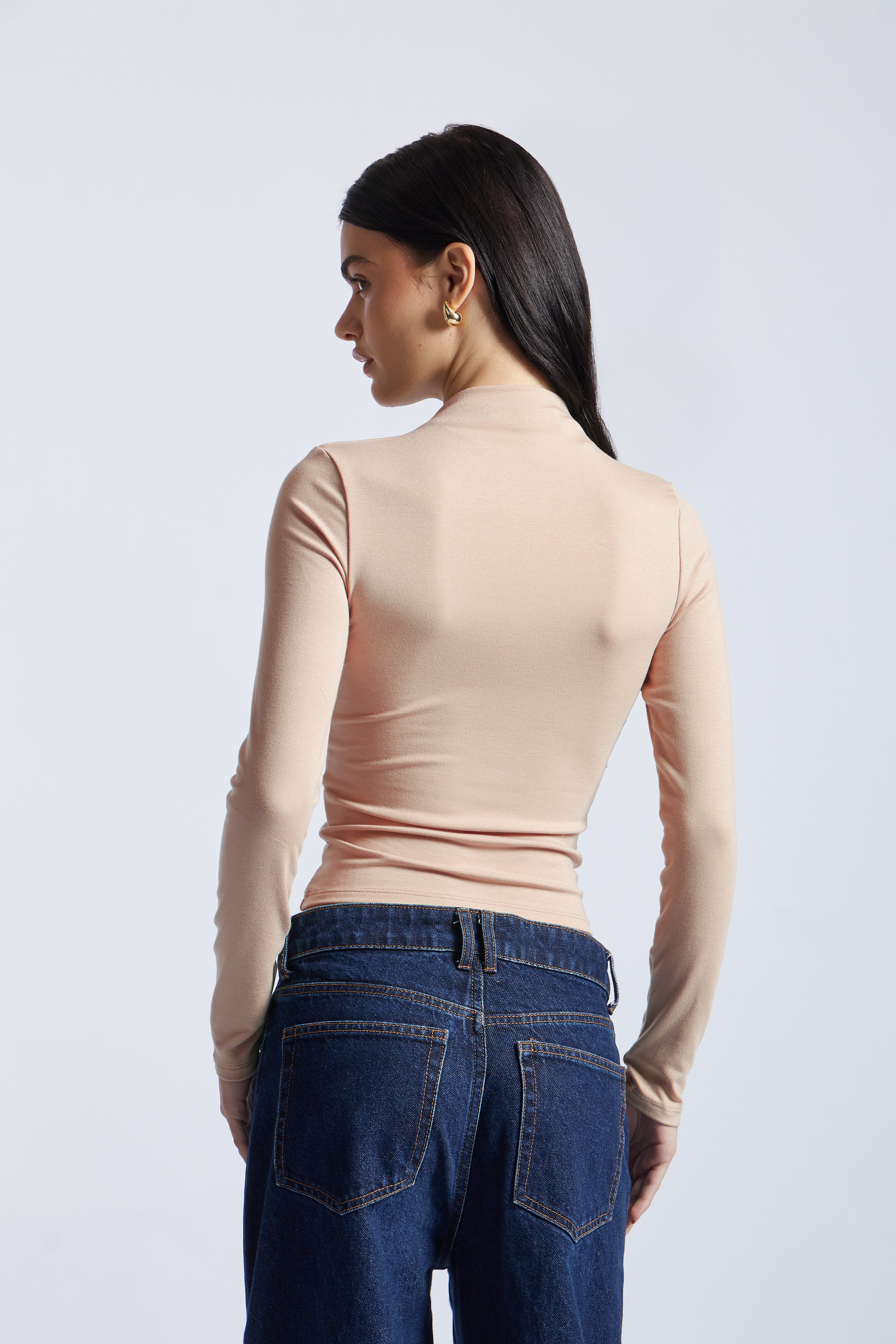 Camiseta Cuello Alto - Beige