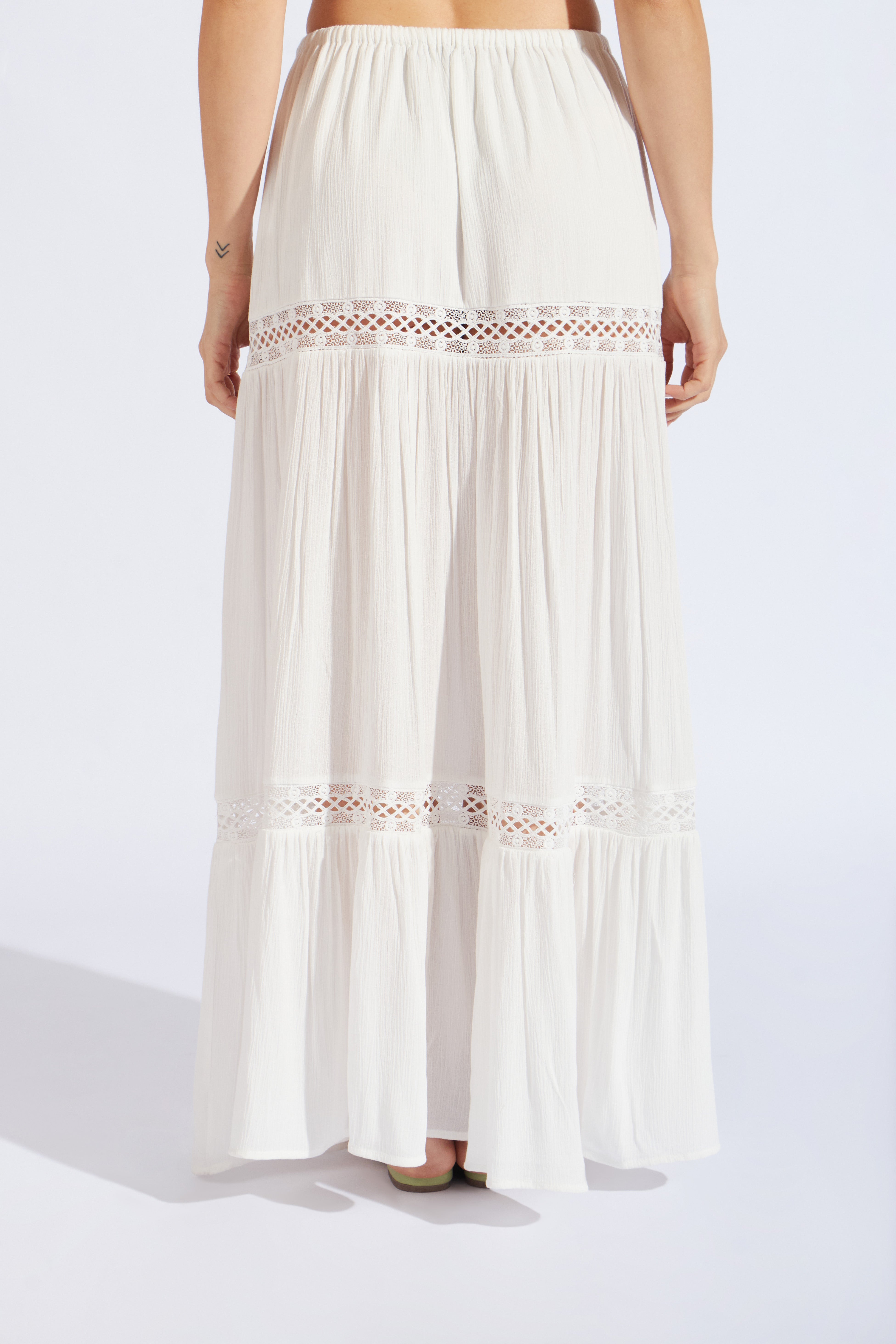 Falda Midi con Adornos - Perla