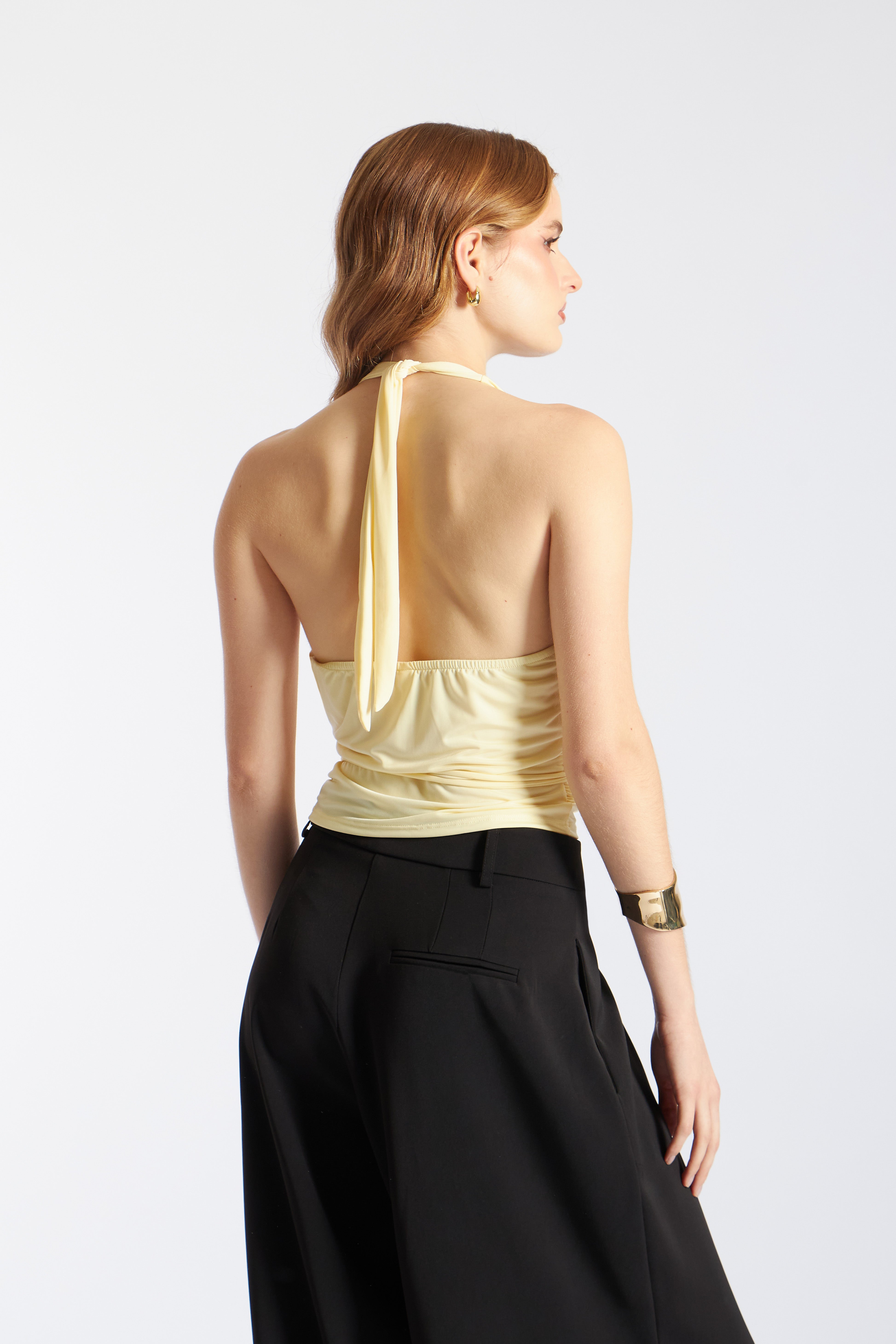 Top Drapeado Cinturón Argolla - Amarillo