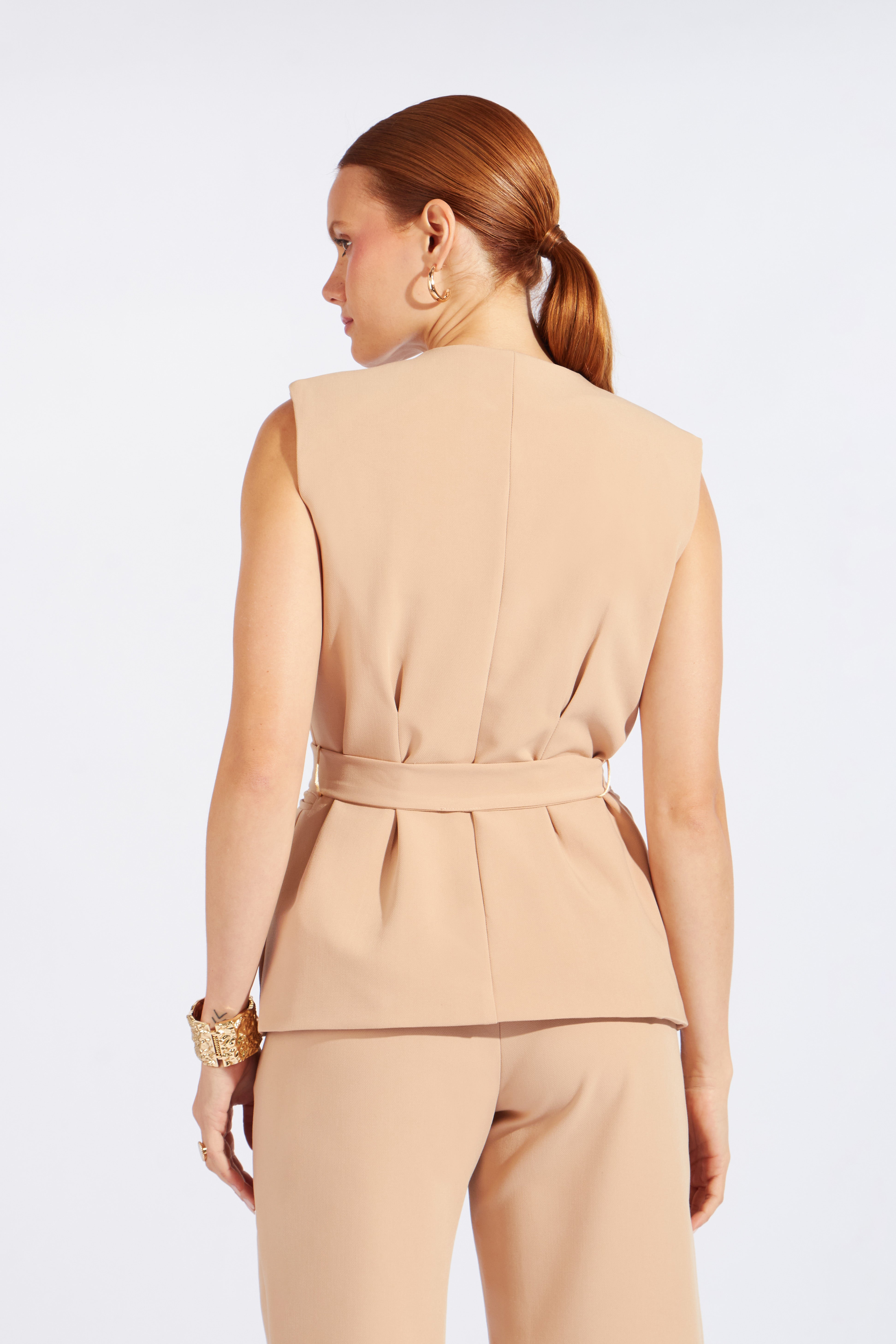 Chaleco Cinturón Sastre - Beige