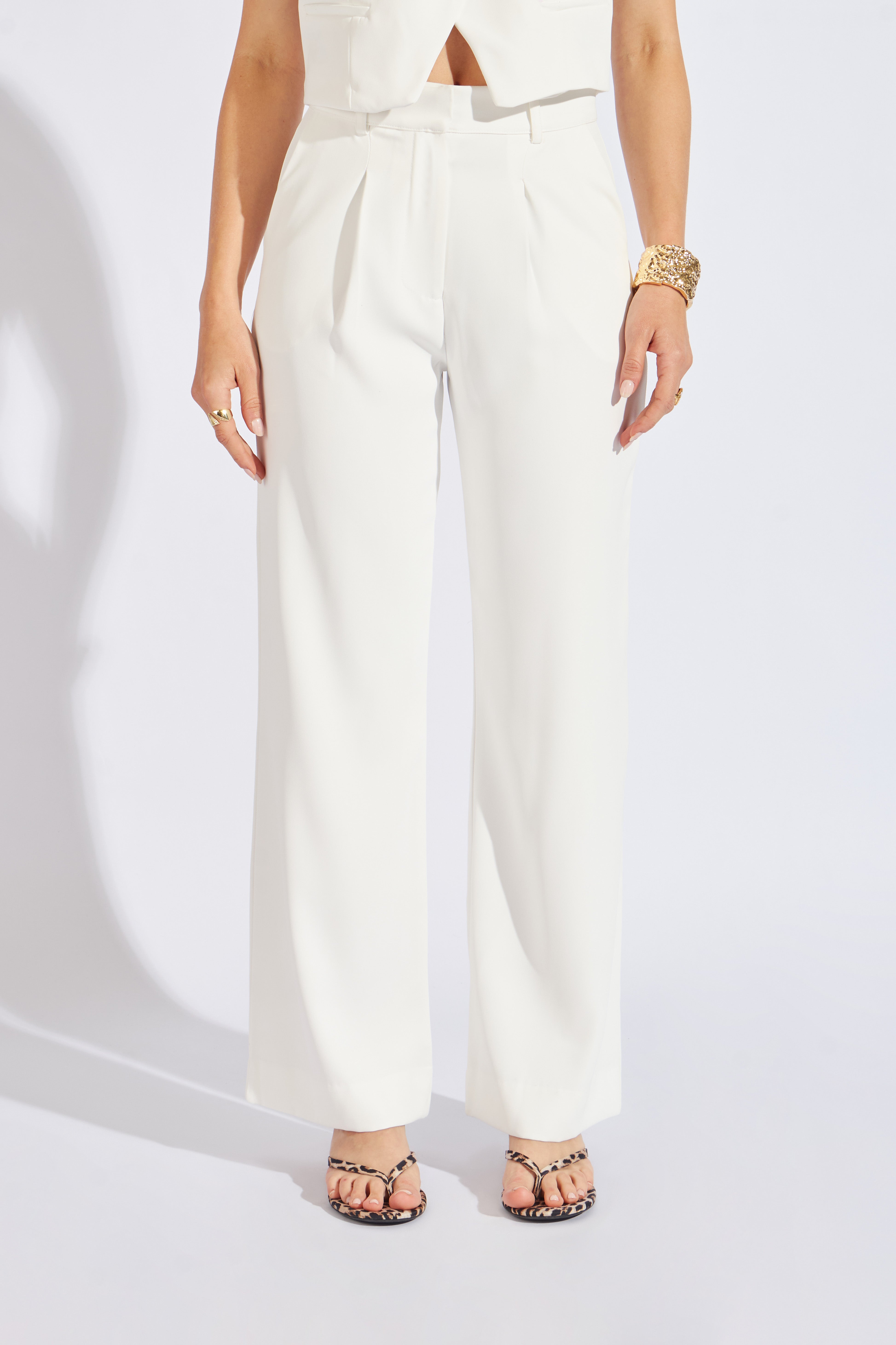 Pantalón Fluido Estructura  - Perla