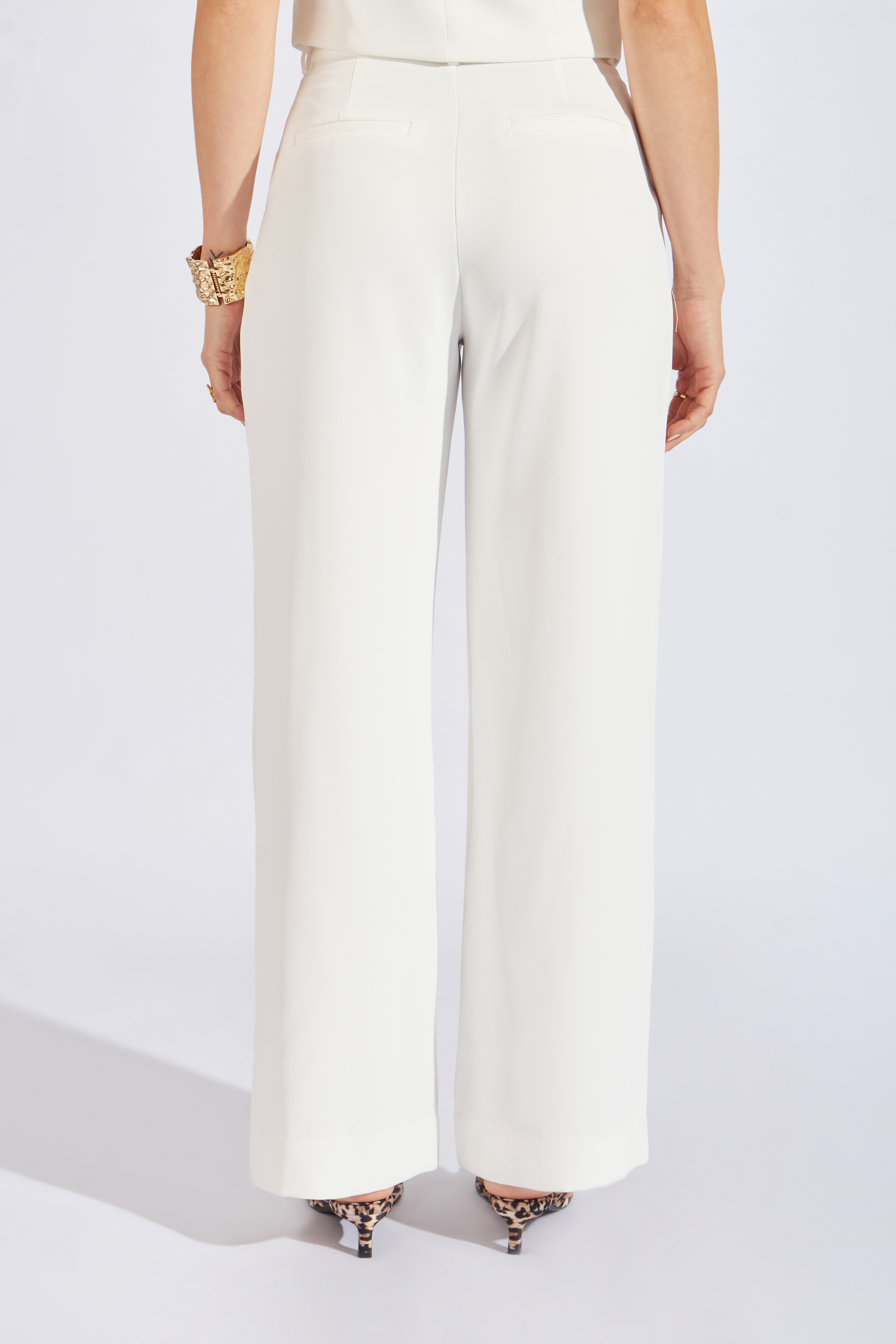 Pantalón Fluido Estructura  - Perla