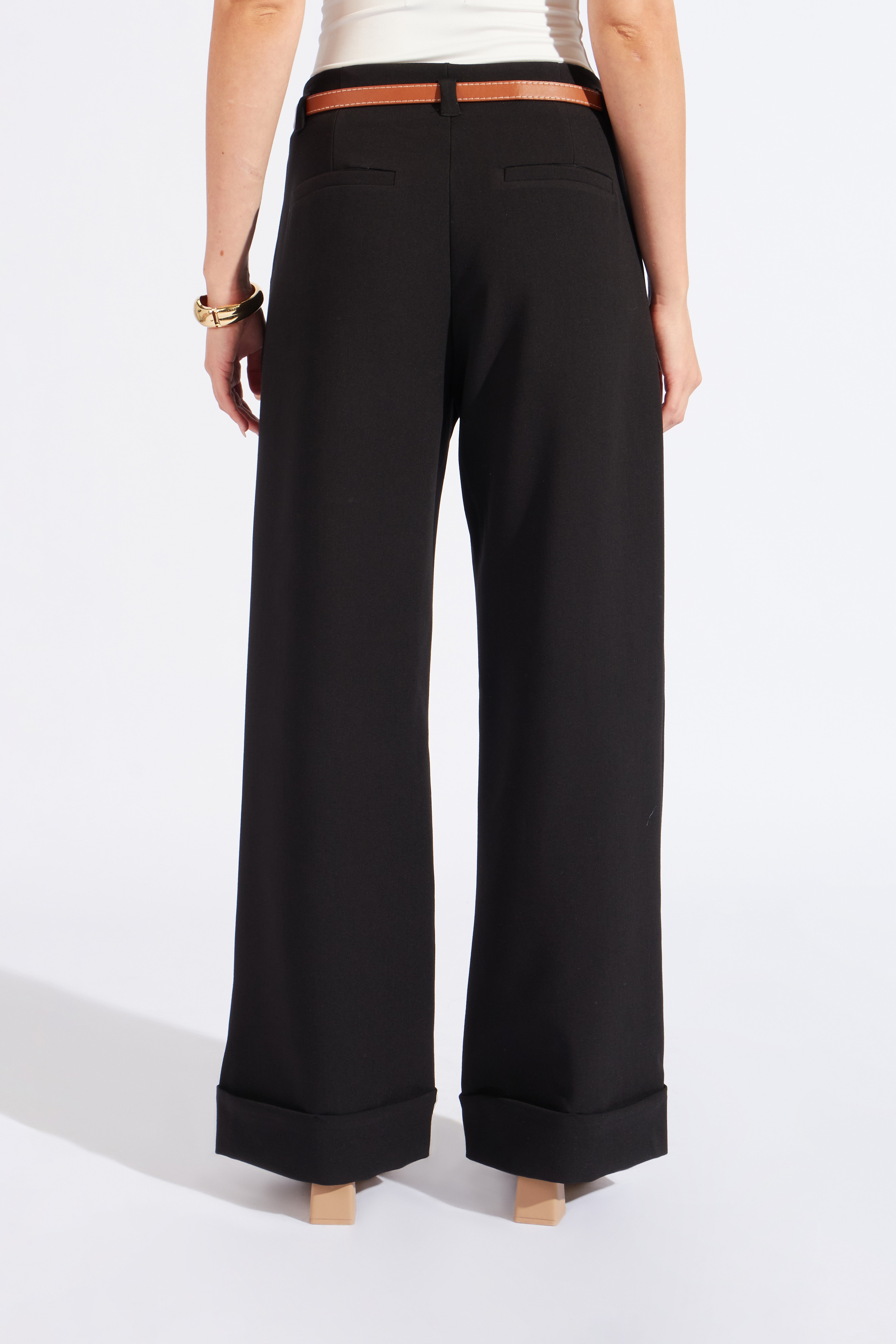 Pantalón Sastre Recto Basta Ancha - Negro