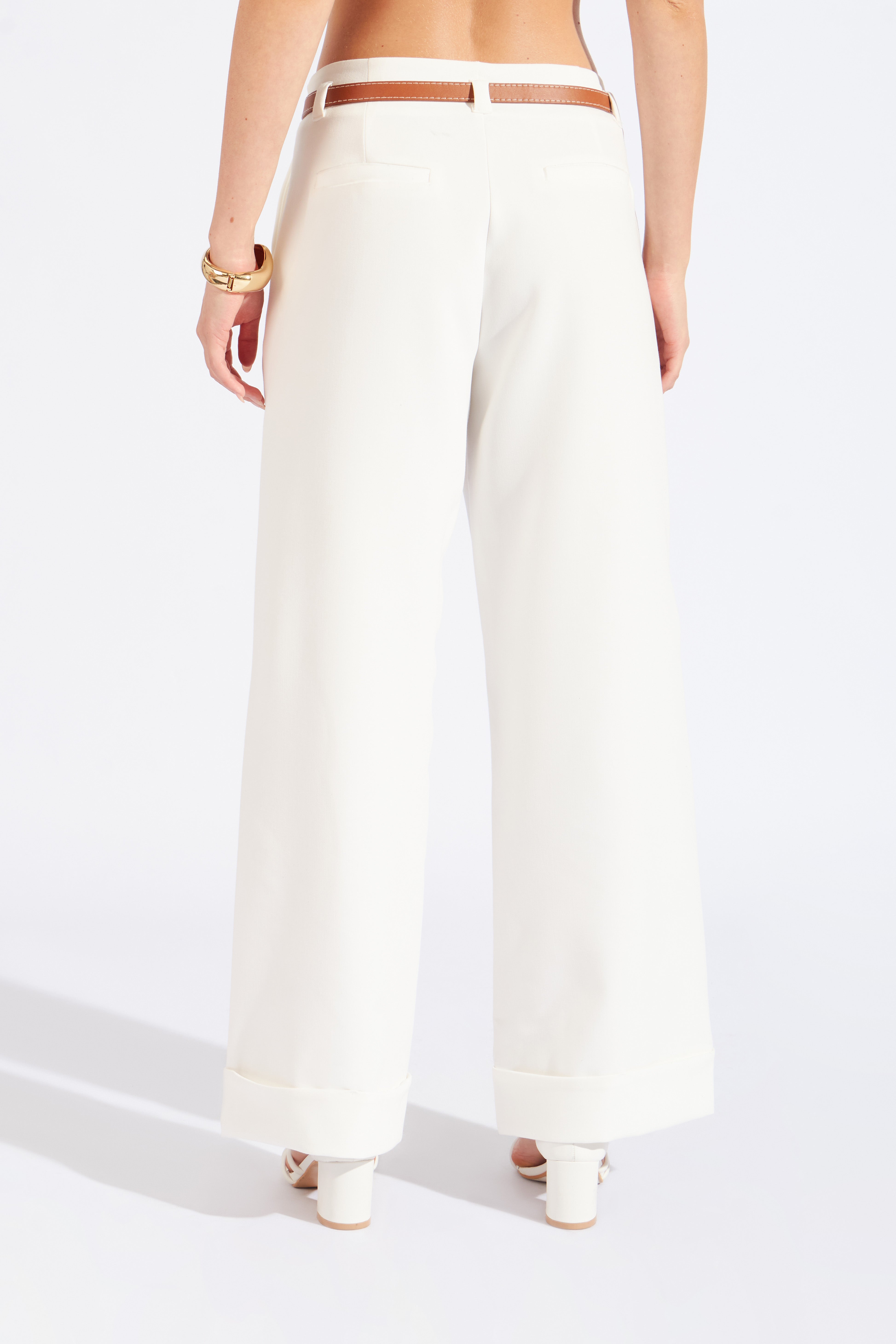 Pantalón Sastre Recto Basta Ancha - Perla