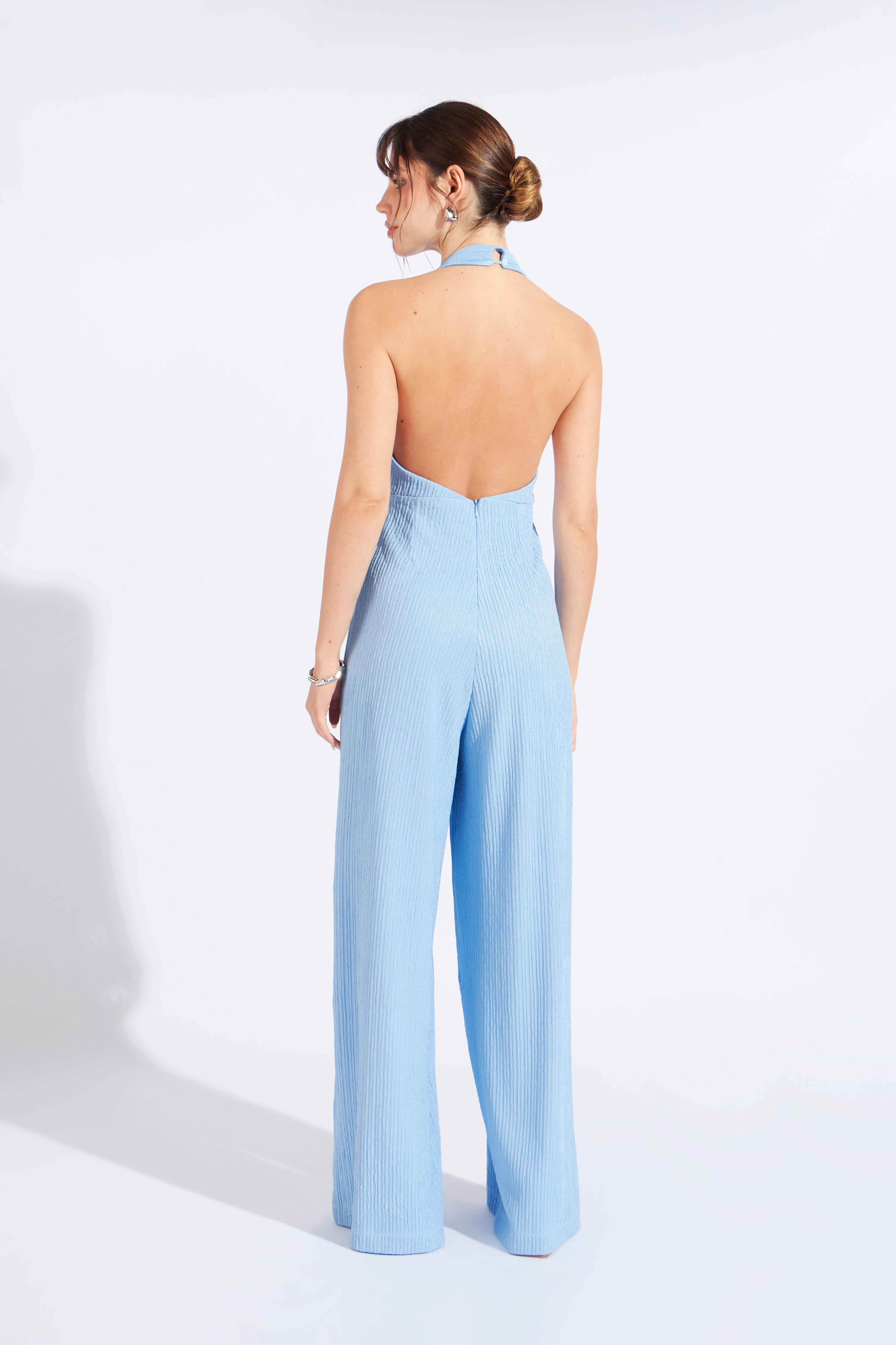 Enterizo Drapeado Halter - Celeste