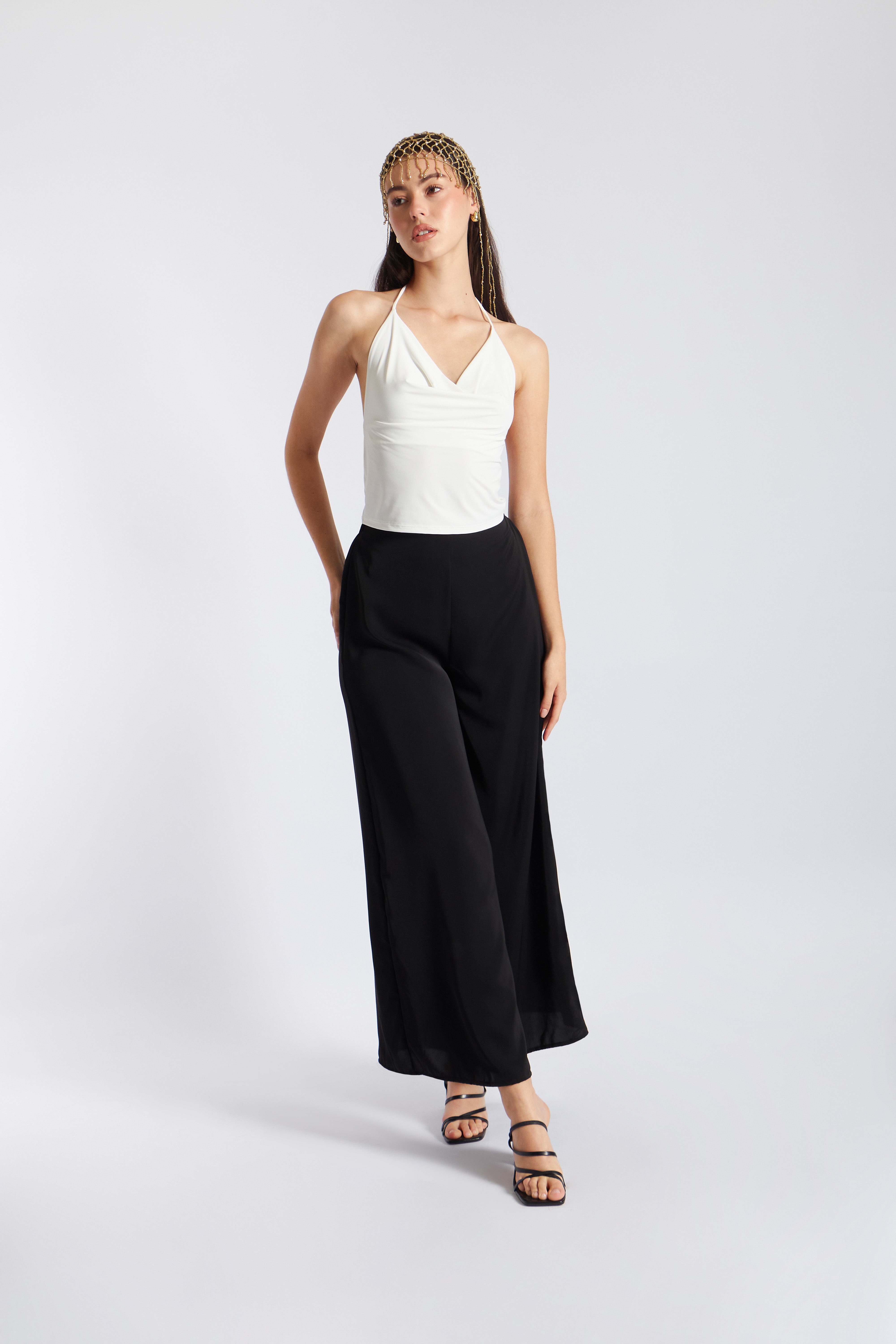 Top Halter Drapeado Básico - Perla