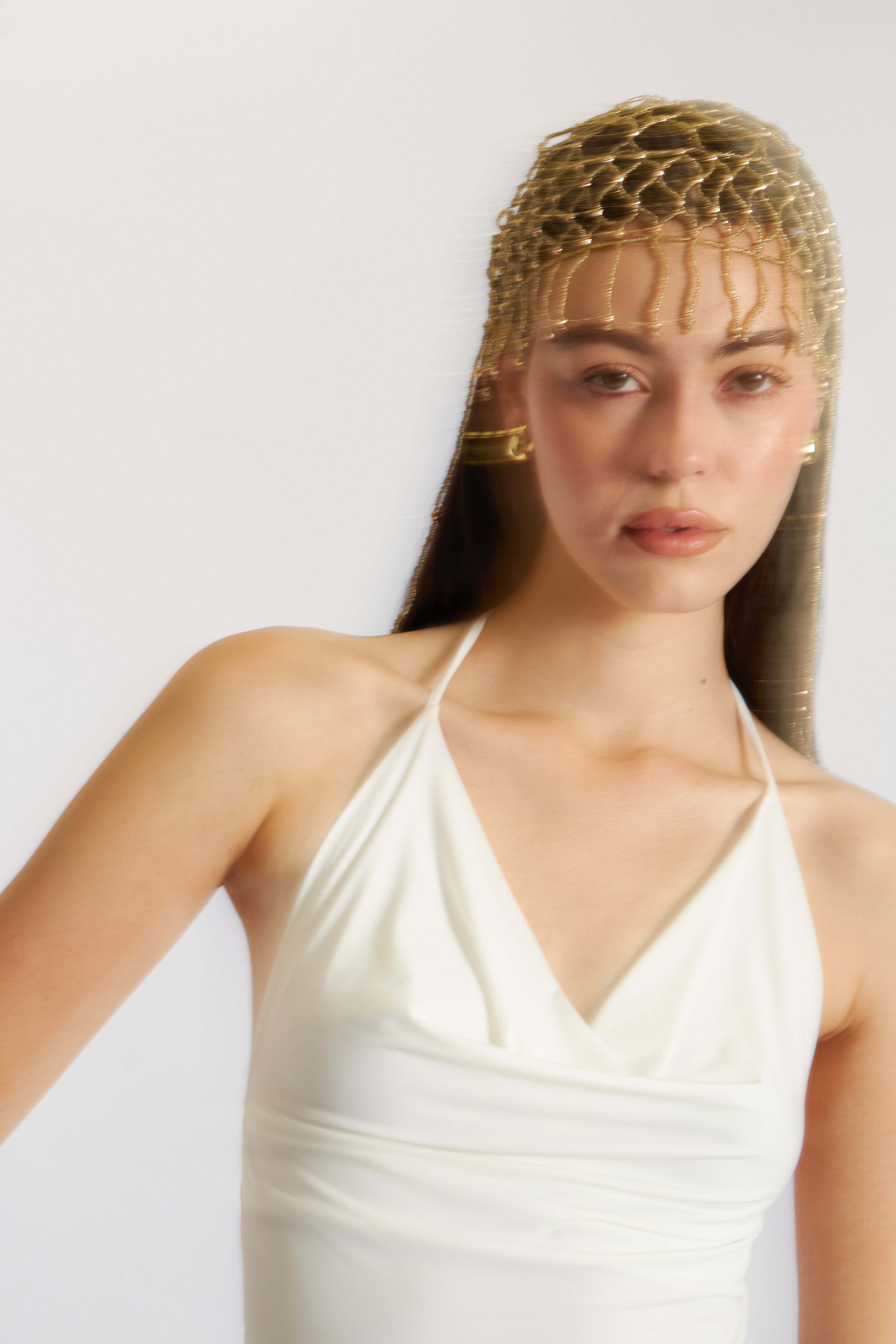 Top Halter Drapeado Básico - Perla