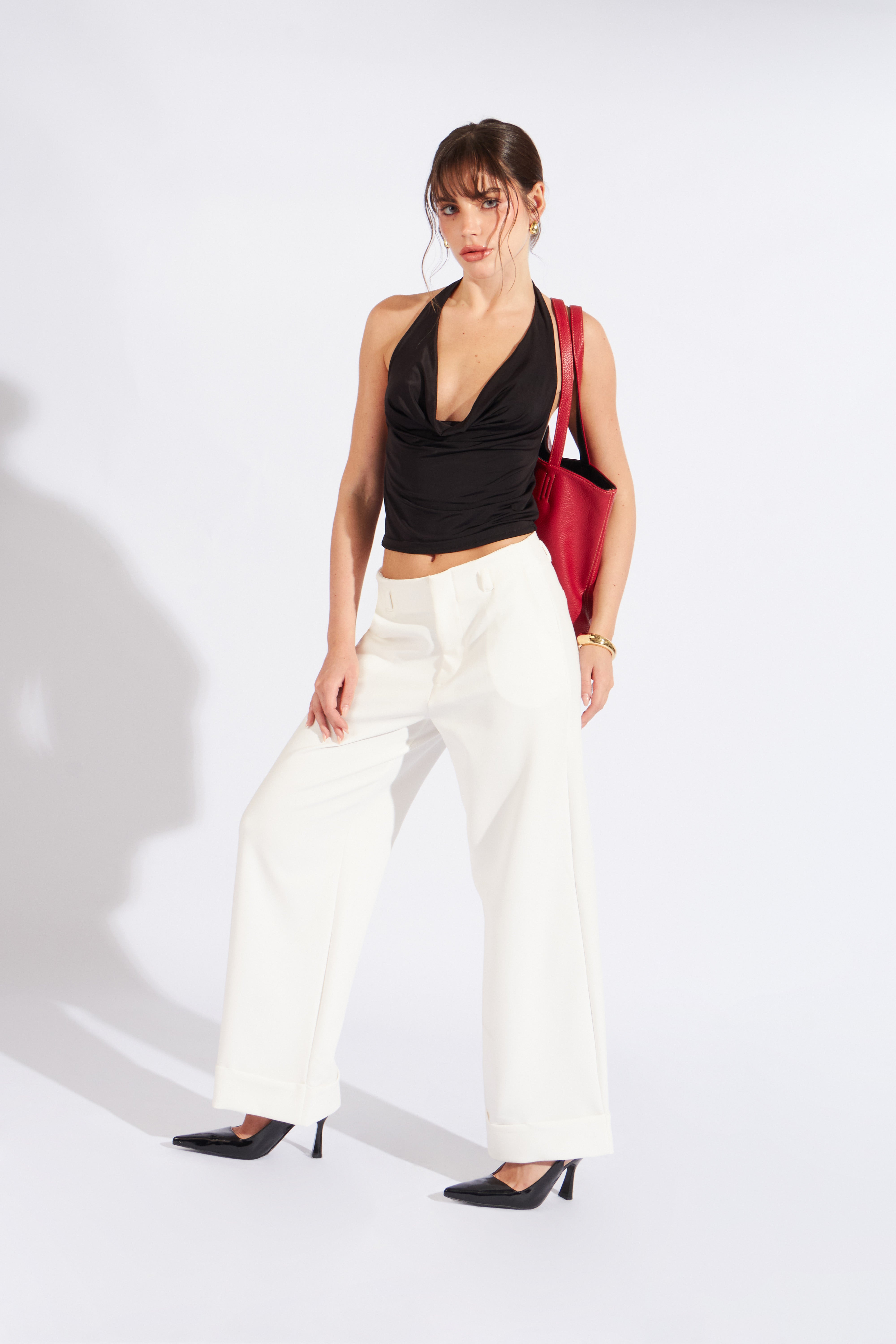 Top Halter Drapeado Corto - Negro