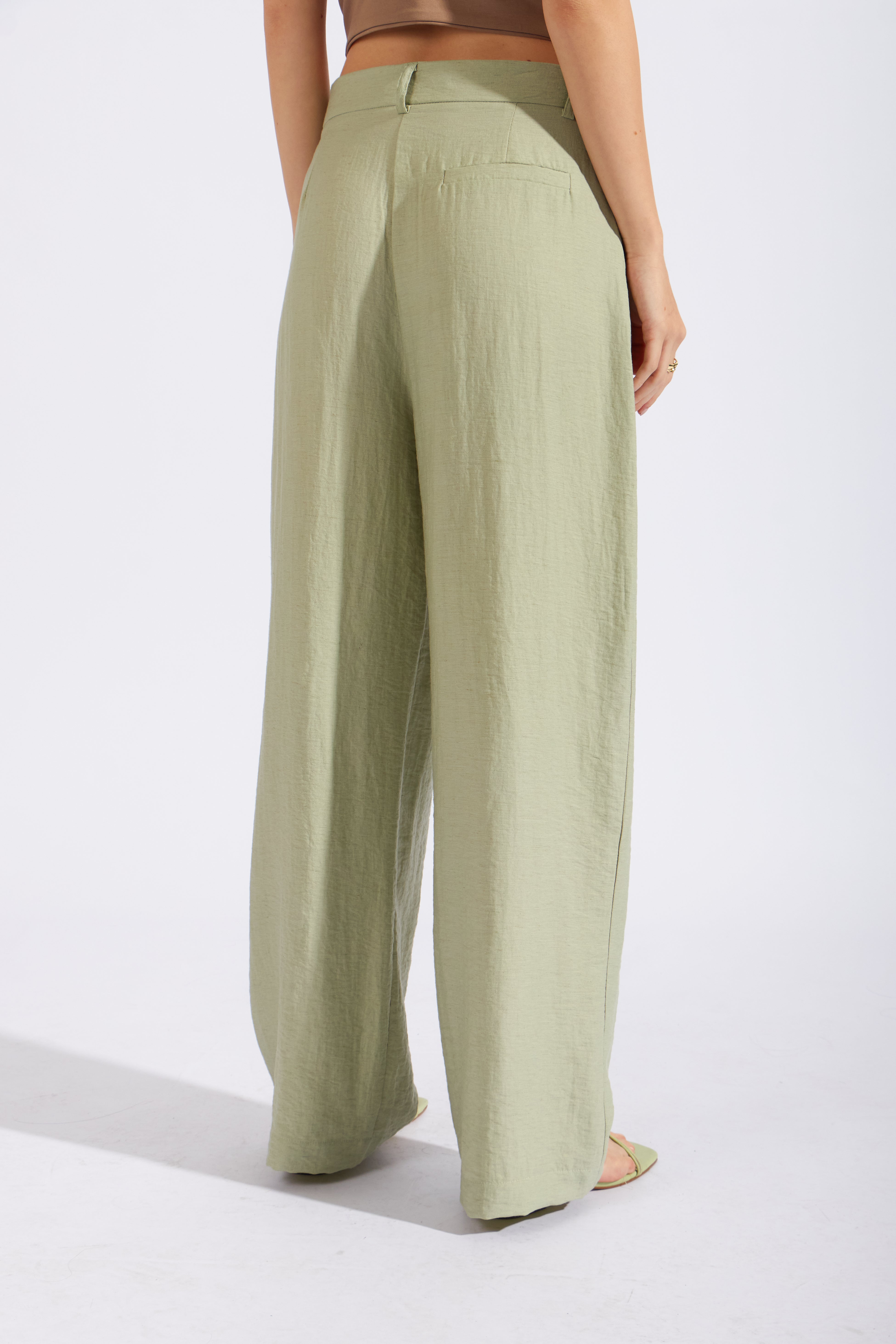 Pantalón Rústico Pliegues - Pistacho