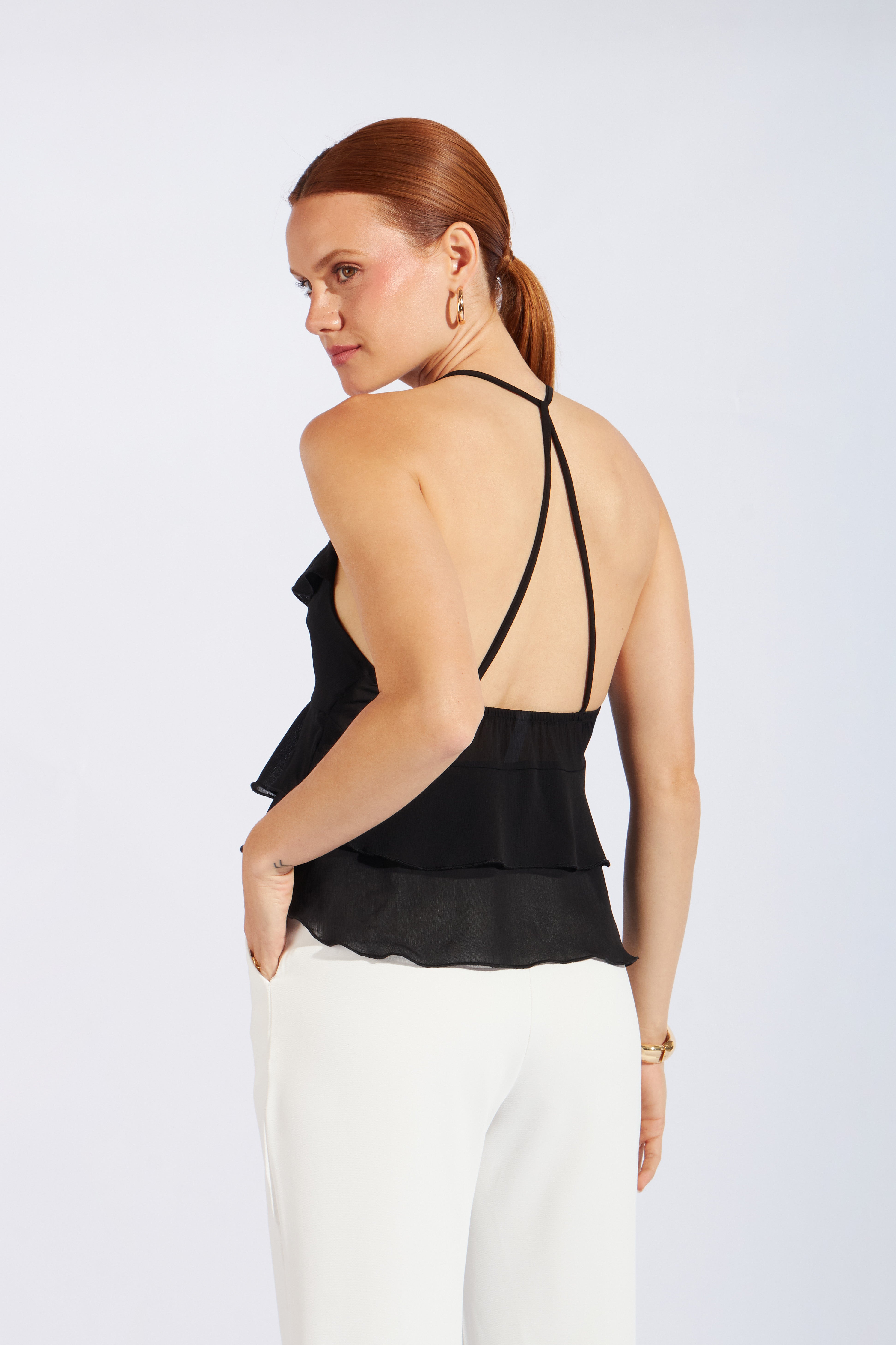 Top Volantes Lazo - Negro