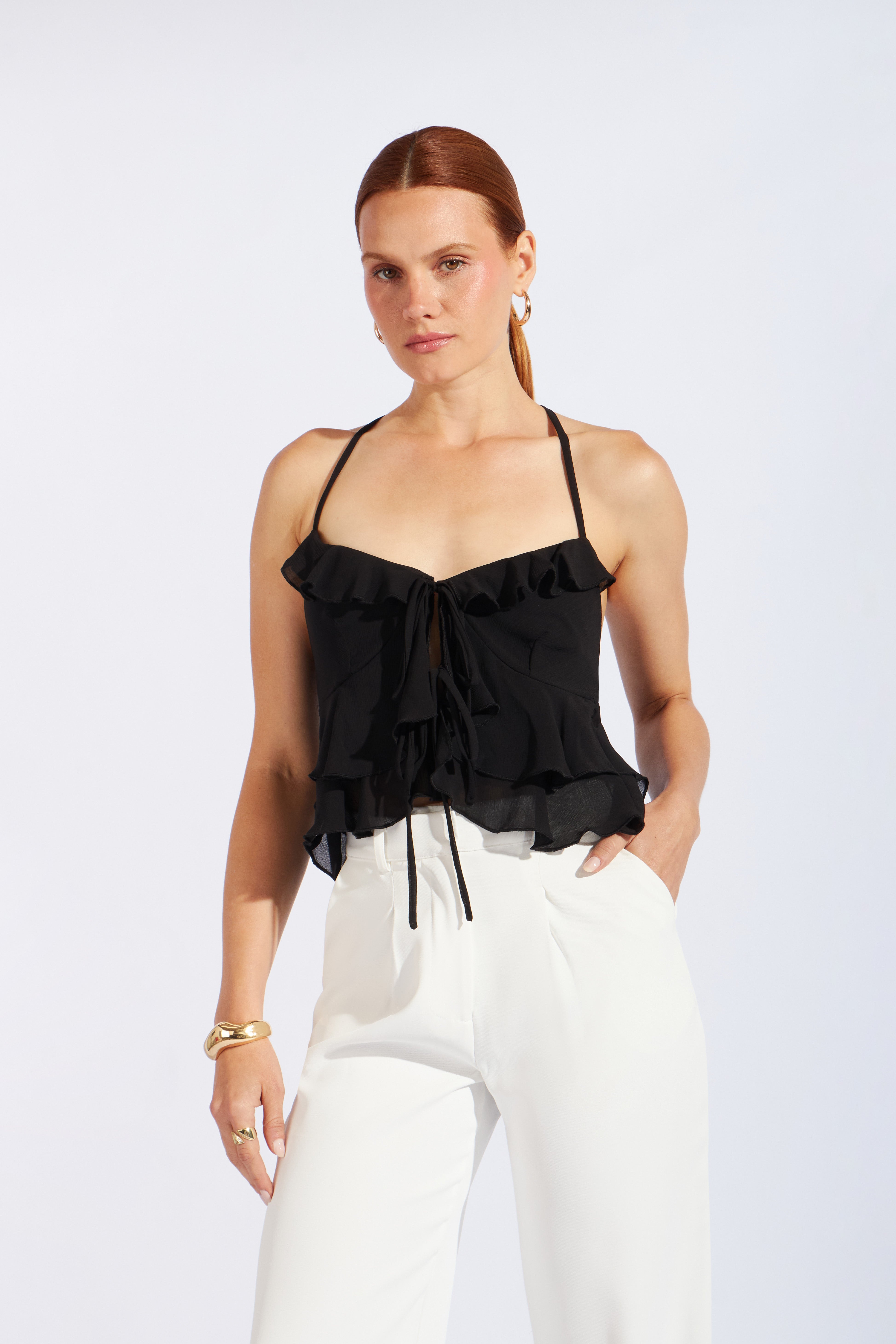 Top Volantes Lazo - Negro