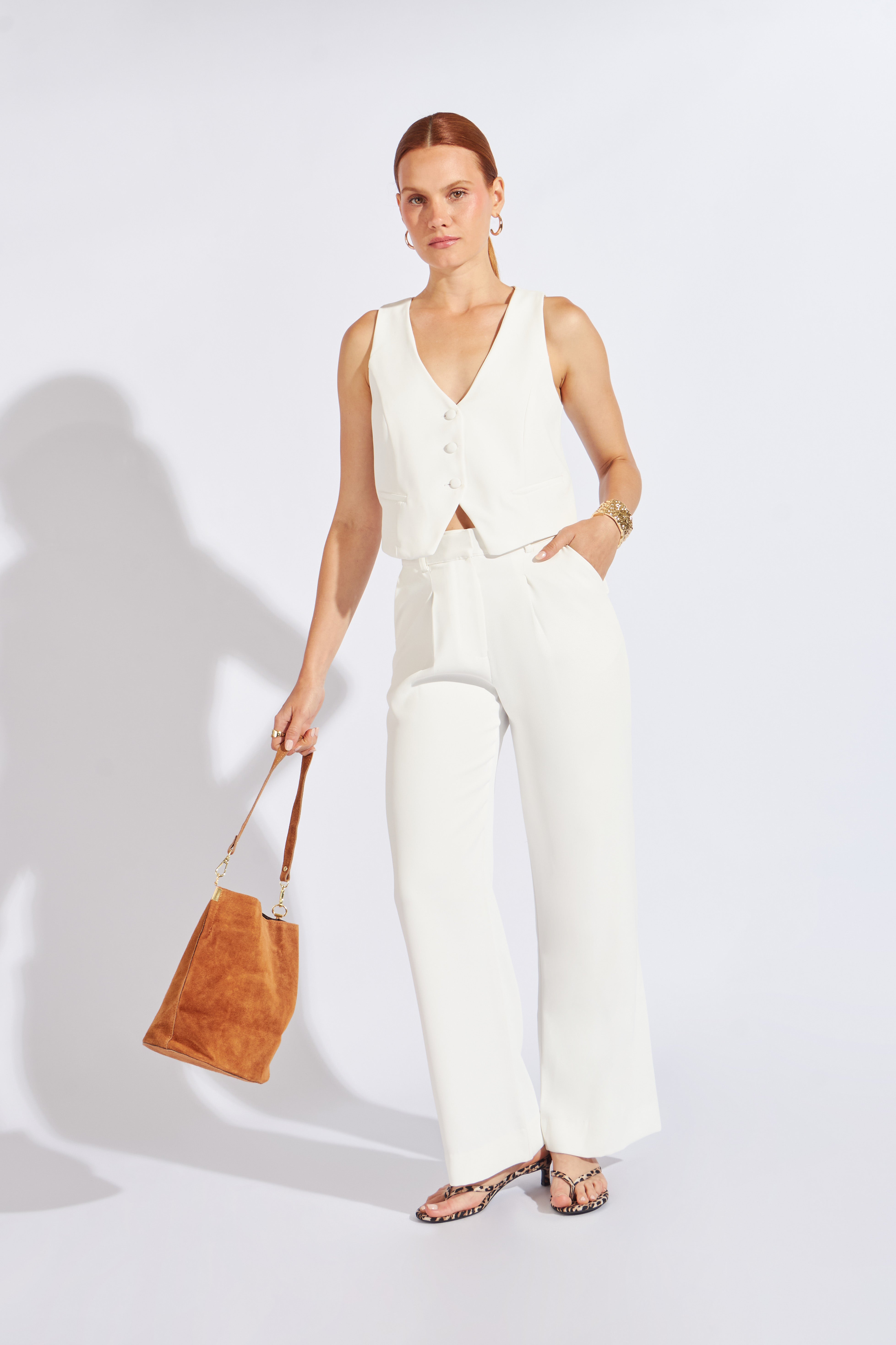 Chaleco Estructura Cropped - Perla