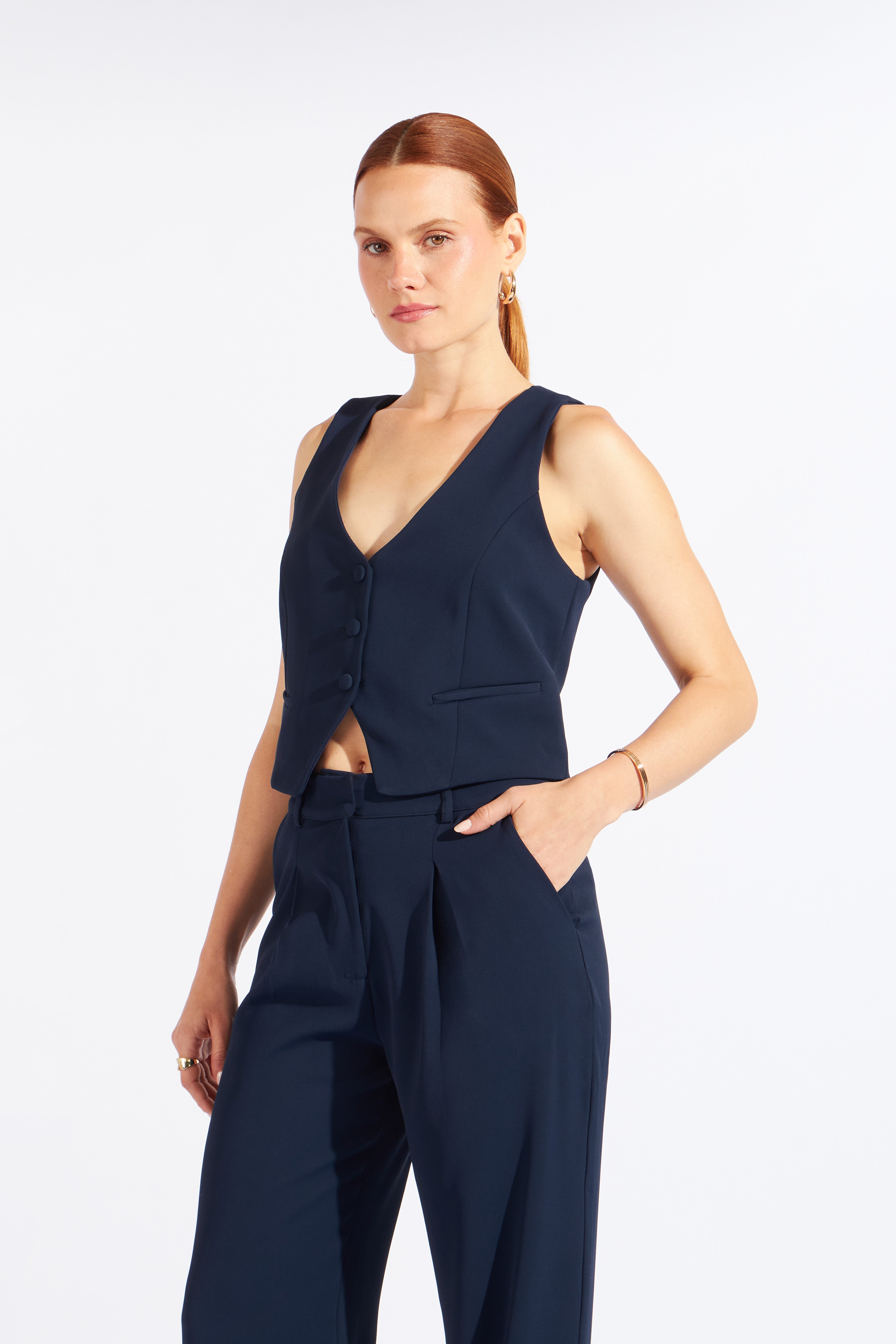 Chaleco Estructura Cropped - Azul