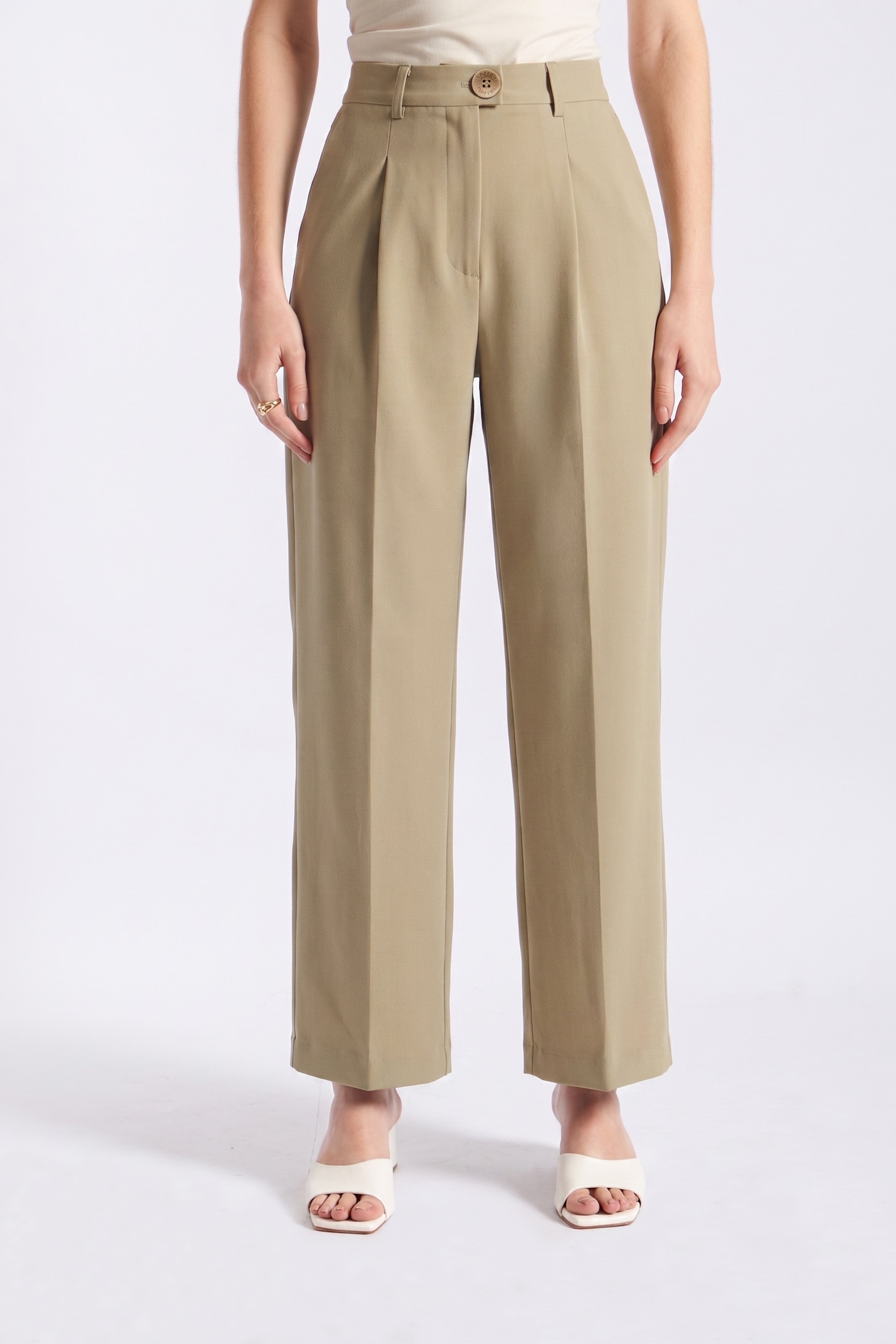 Pantalón Pinzas Straight Leg - Verde