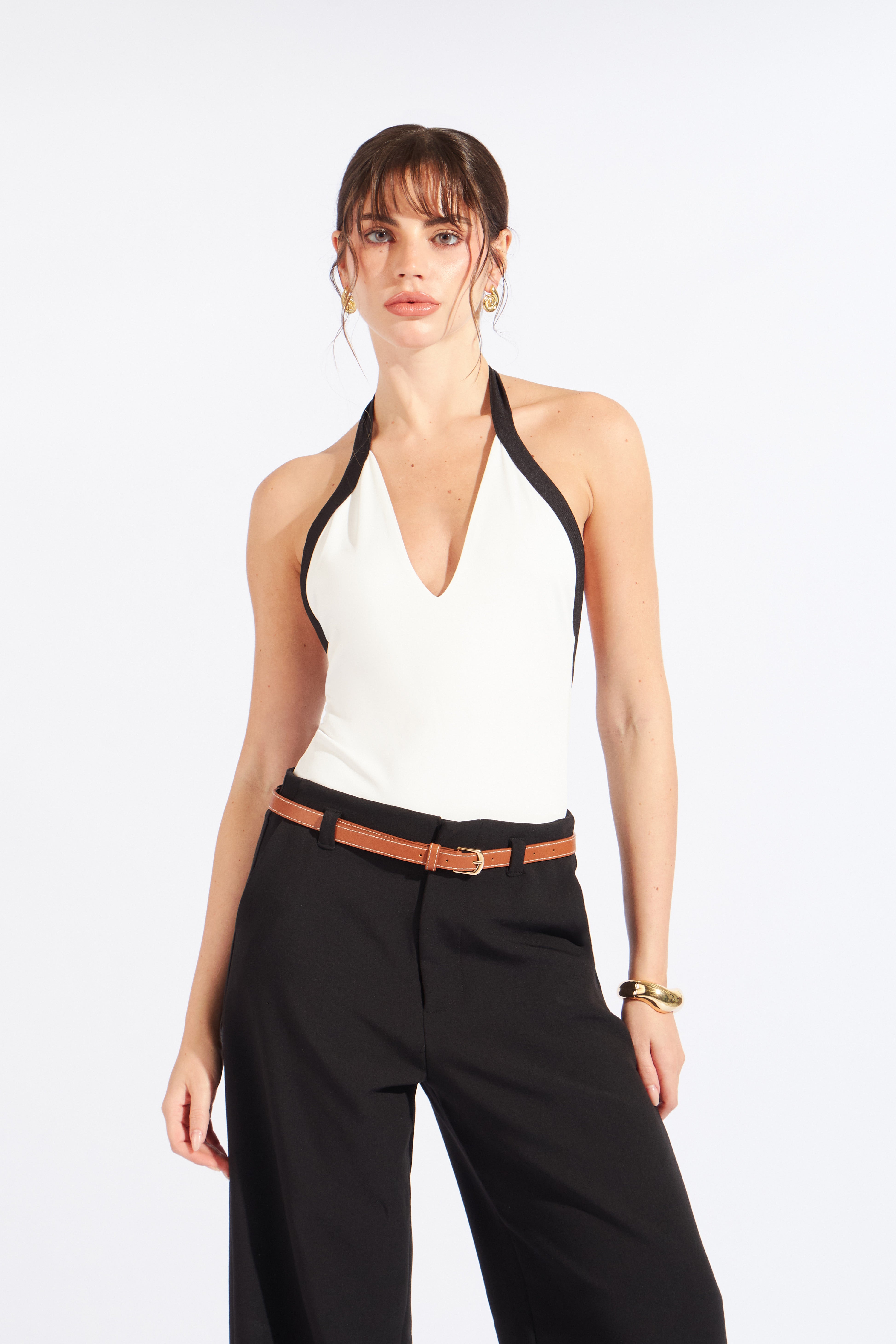 Body Halter Contraste - Blanco