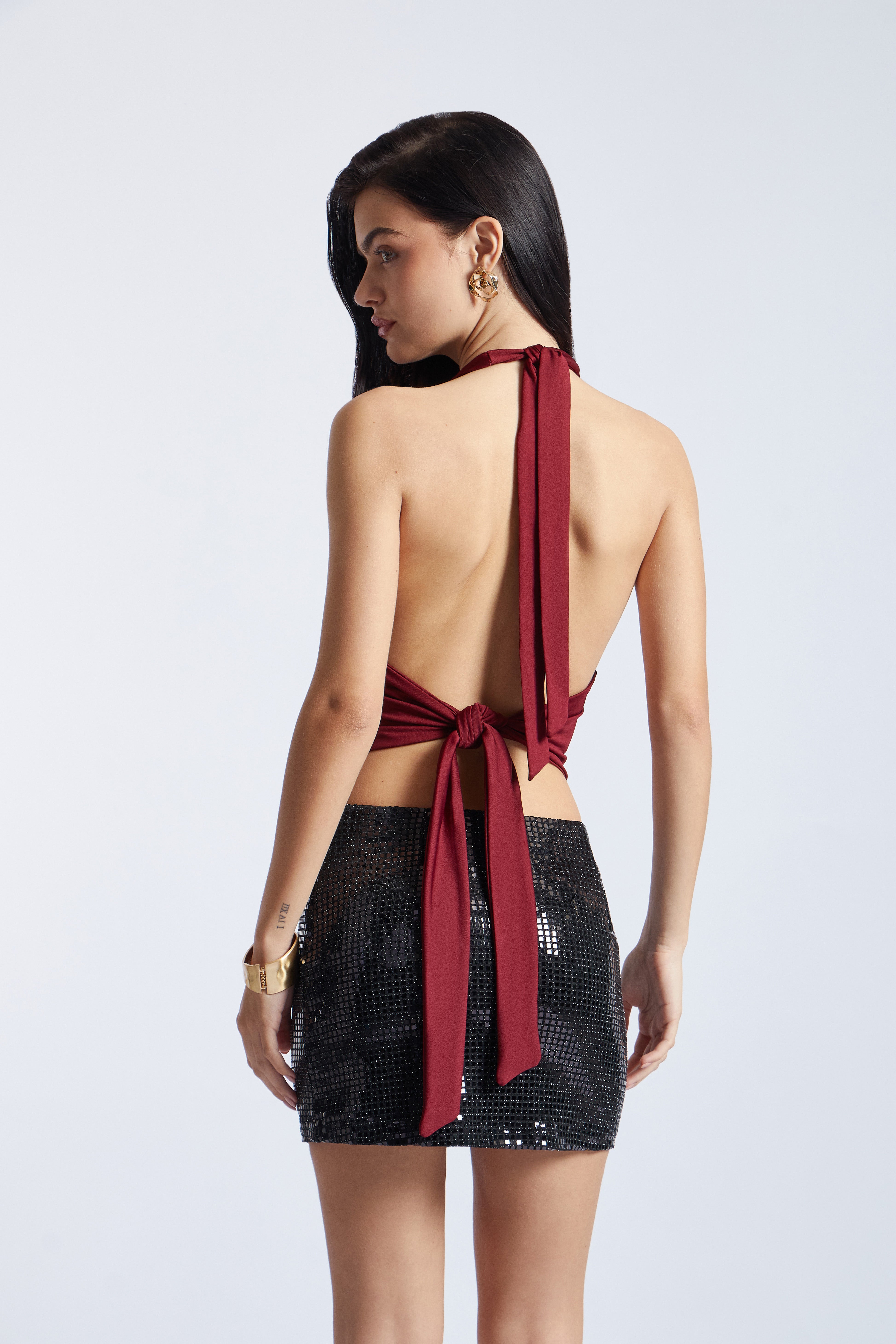 Top Halter con Adorno - Vino