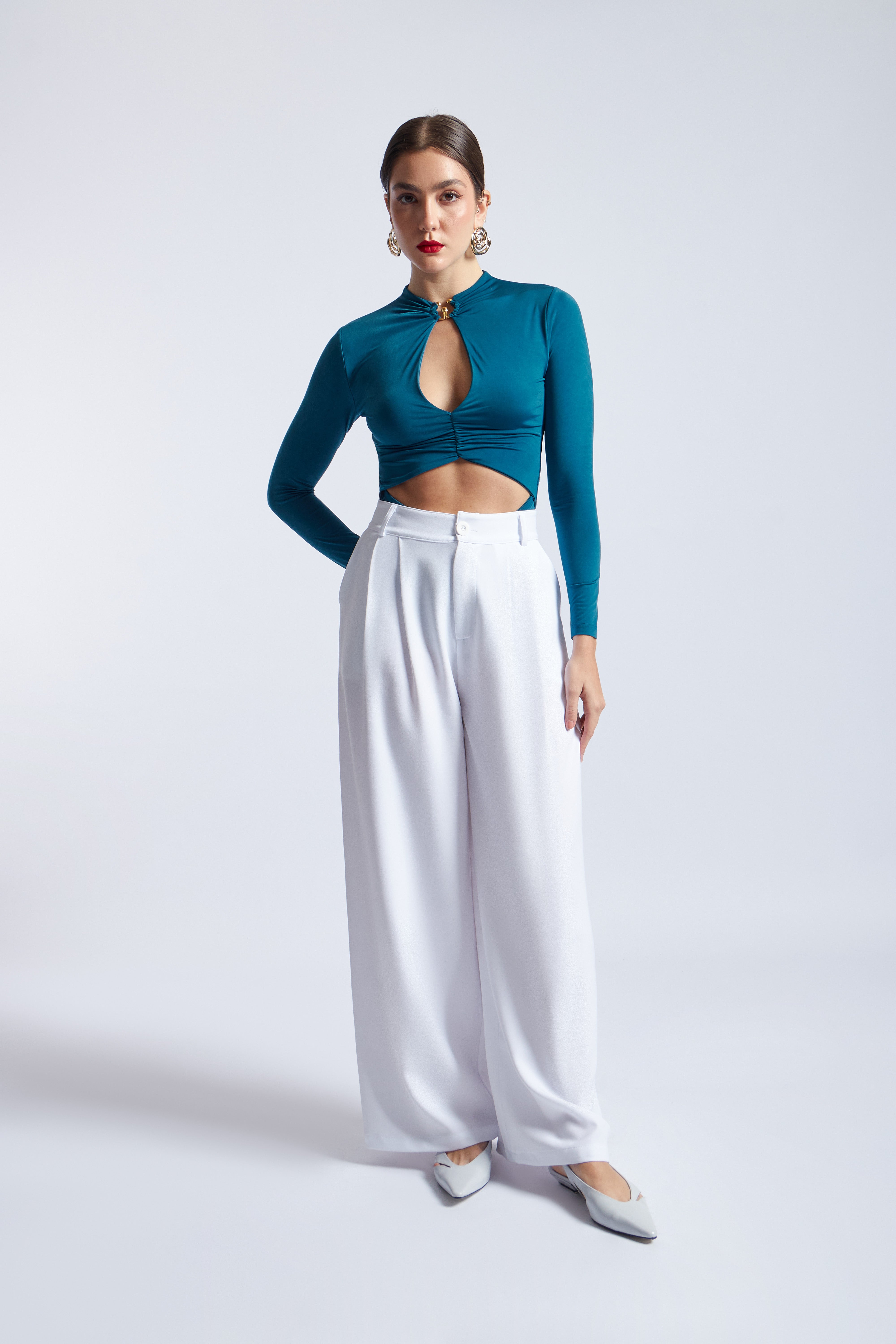 Body Cut Out con Broche - Turqueza Oscuro