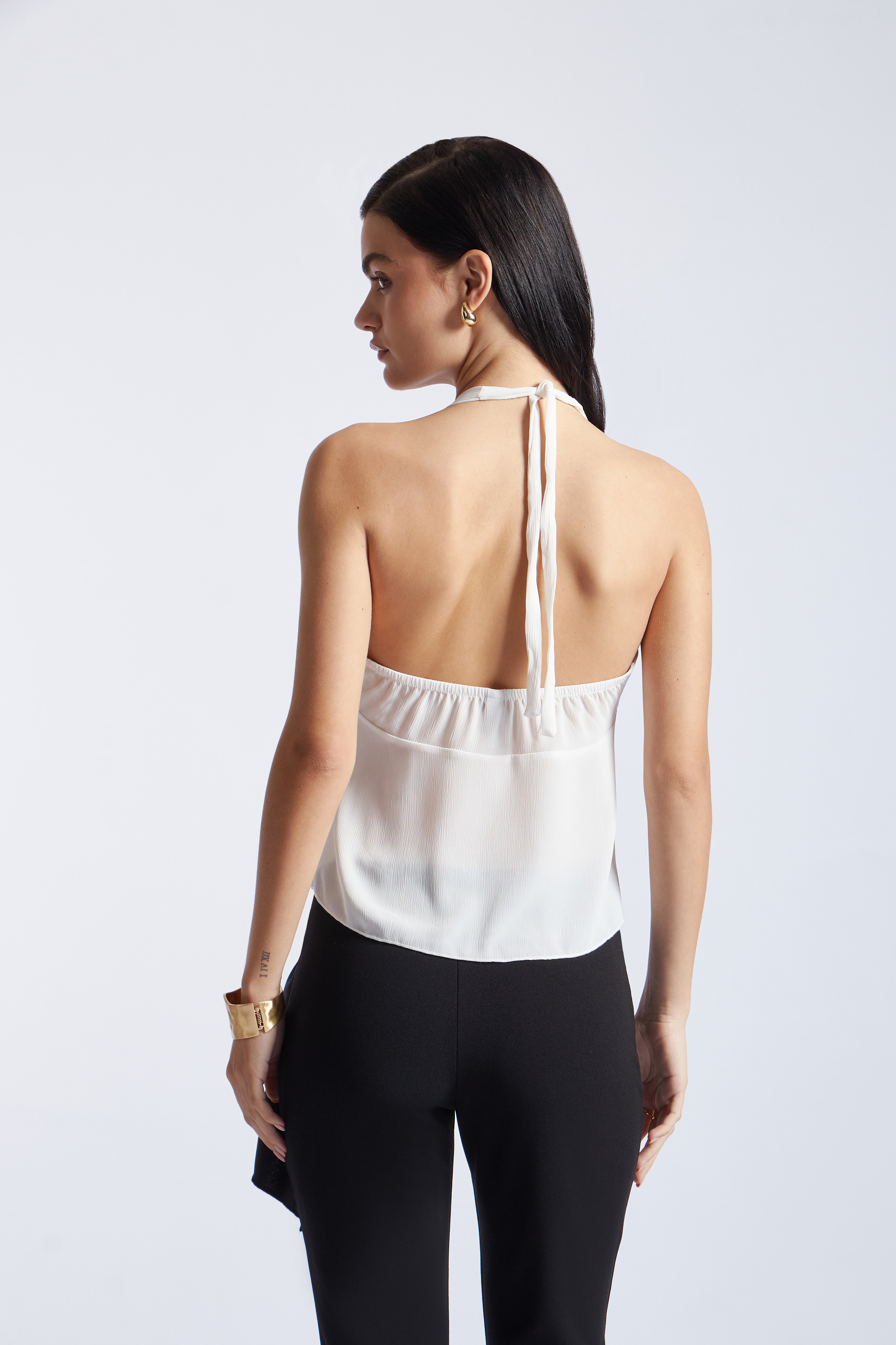 Split Halter Top Broche - Perla