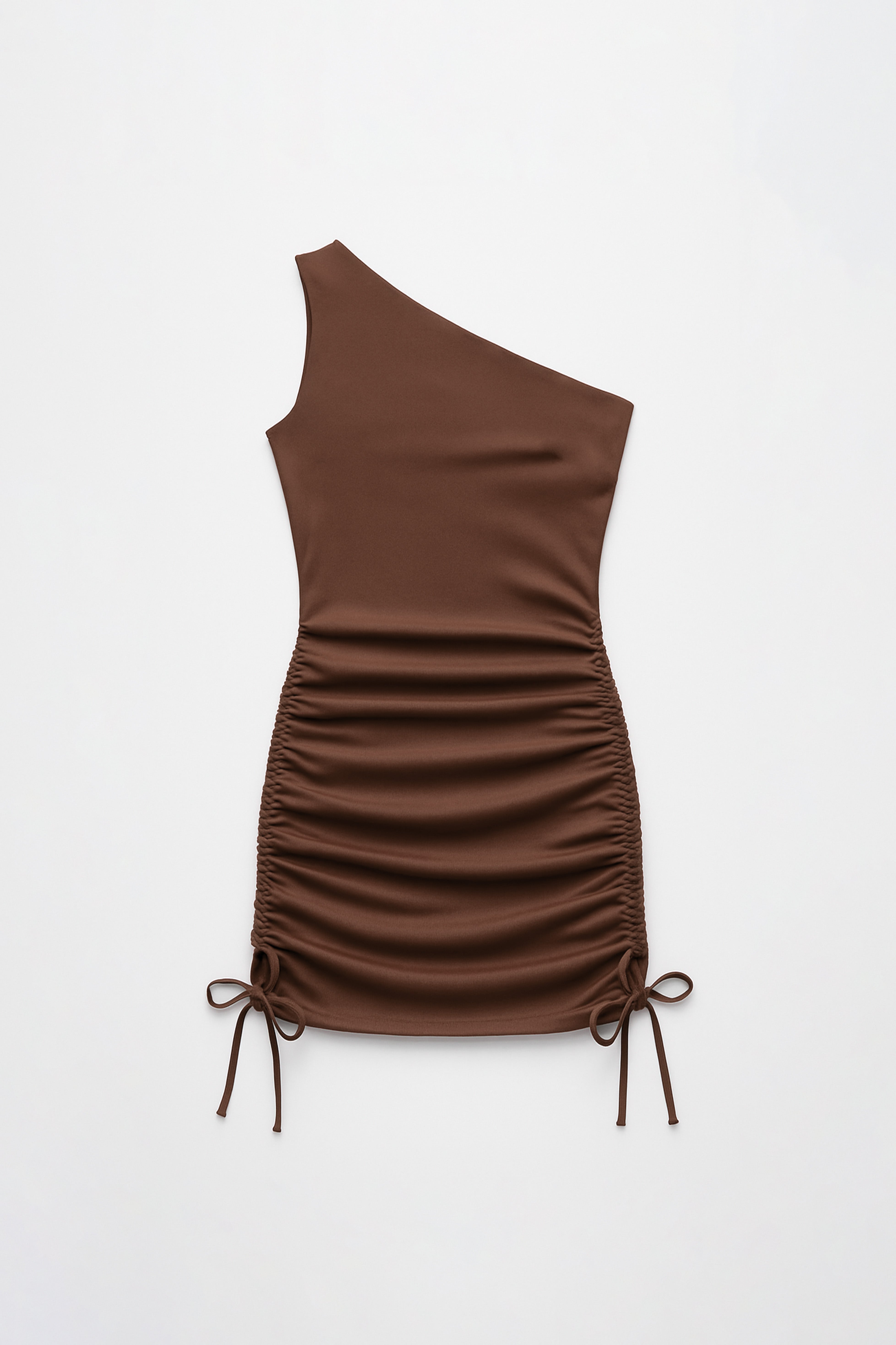 Vestido Asimétrico Frunces - Marrón