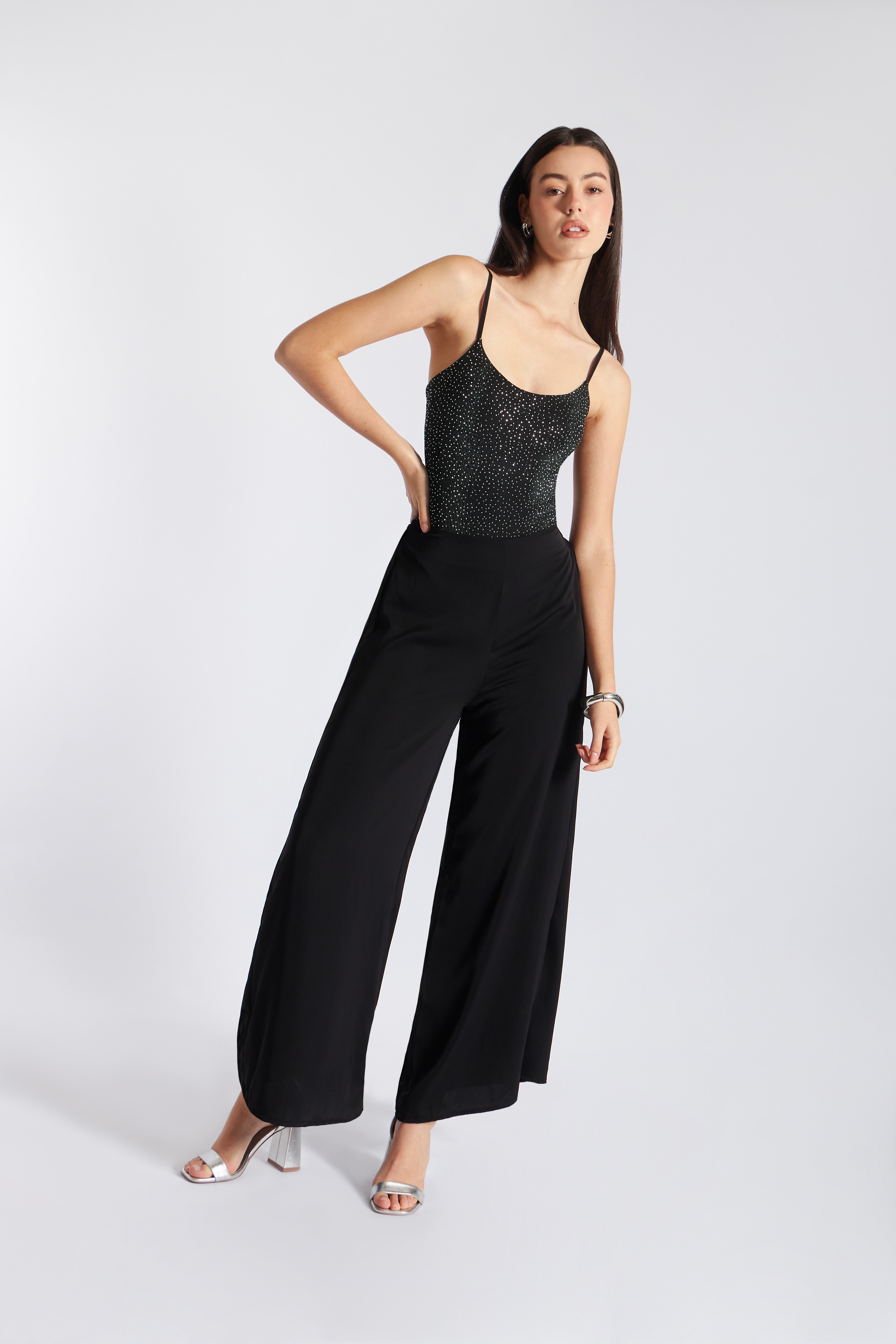 Body Strass Minimal - Negro con Verde