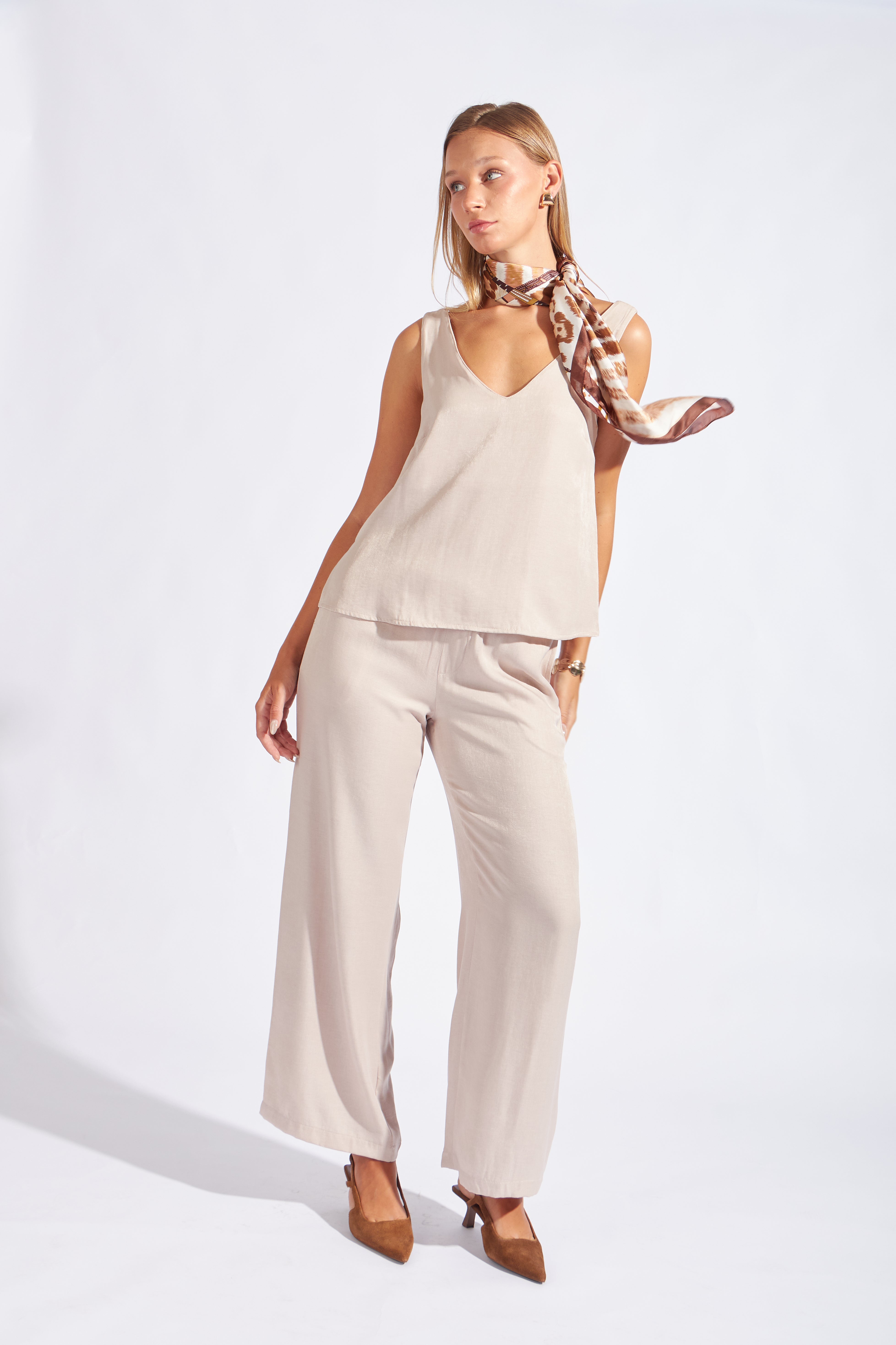 Blusa sin Mangas - Beige