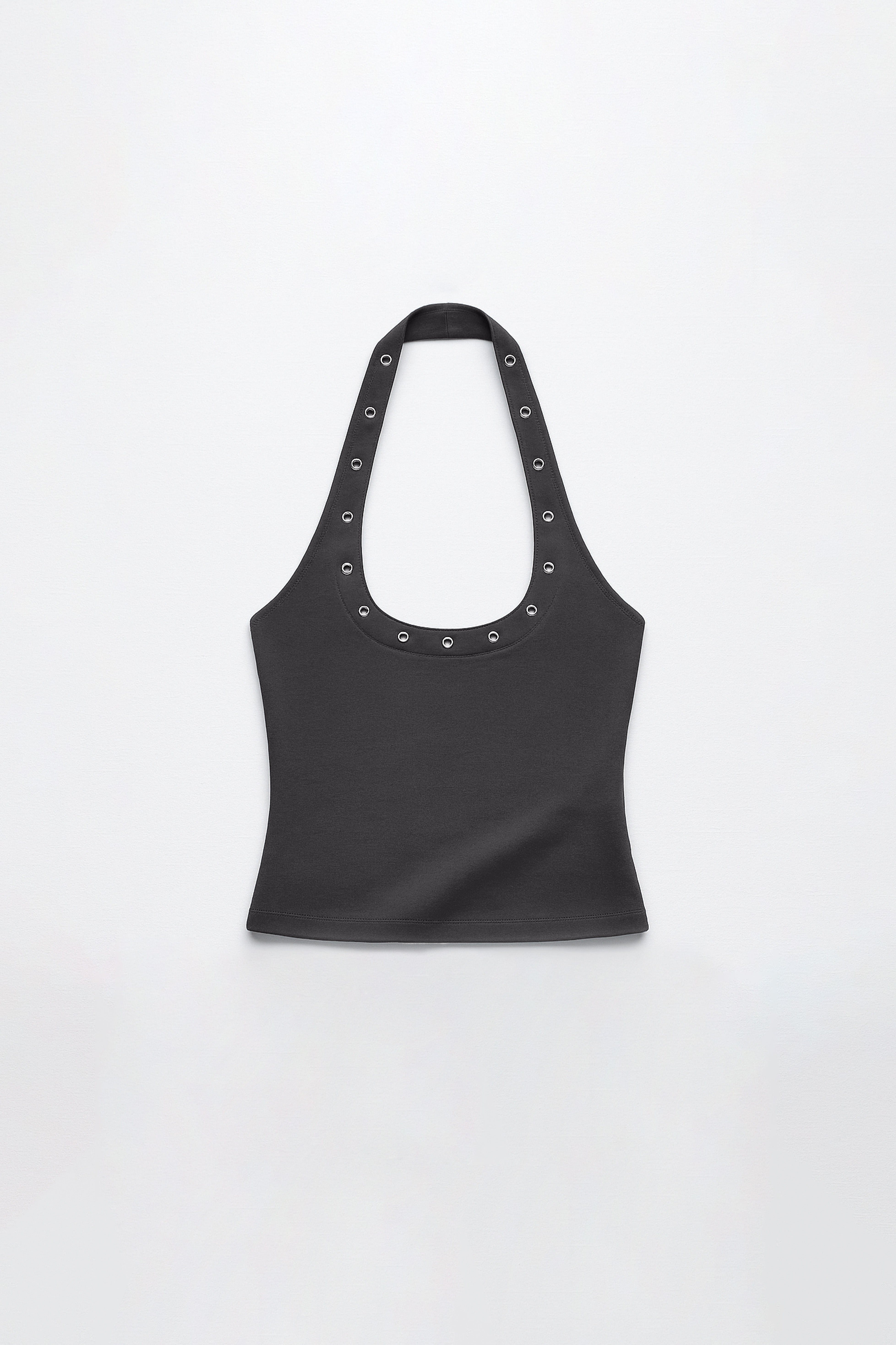 Top Punto Halter con Apliques - Charcoal