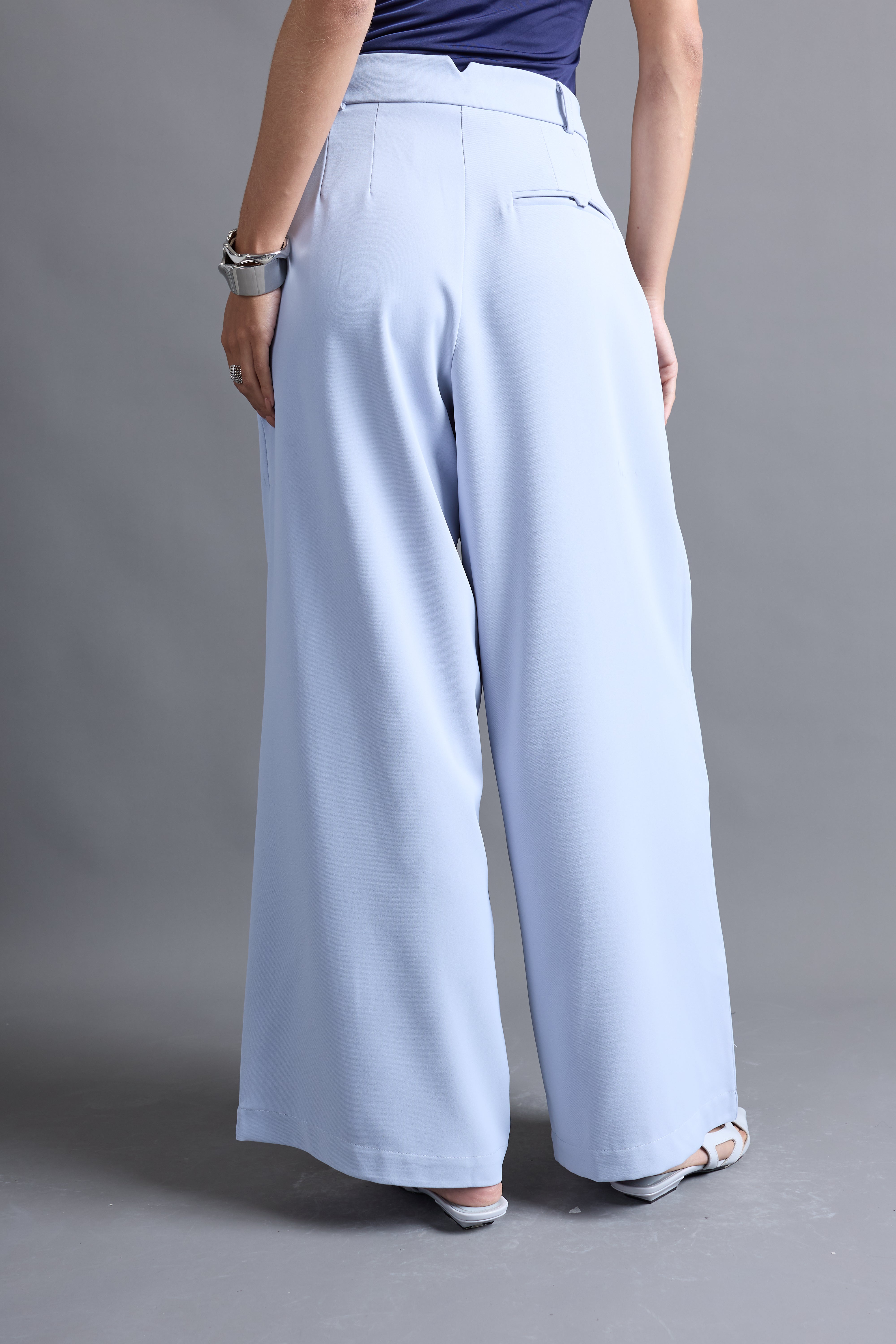 Pantalón Tailored Ancho Pliegues - Acero