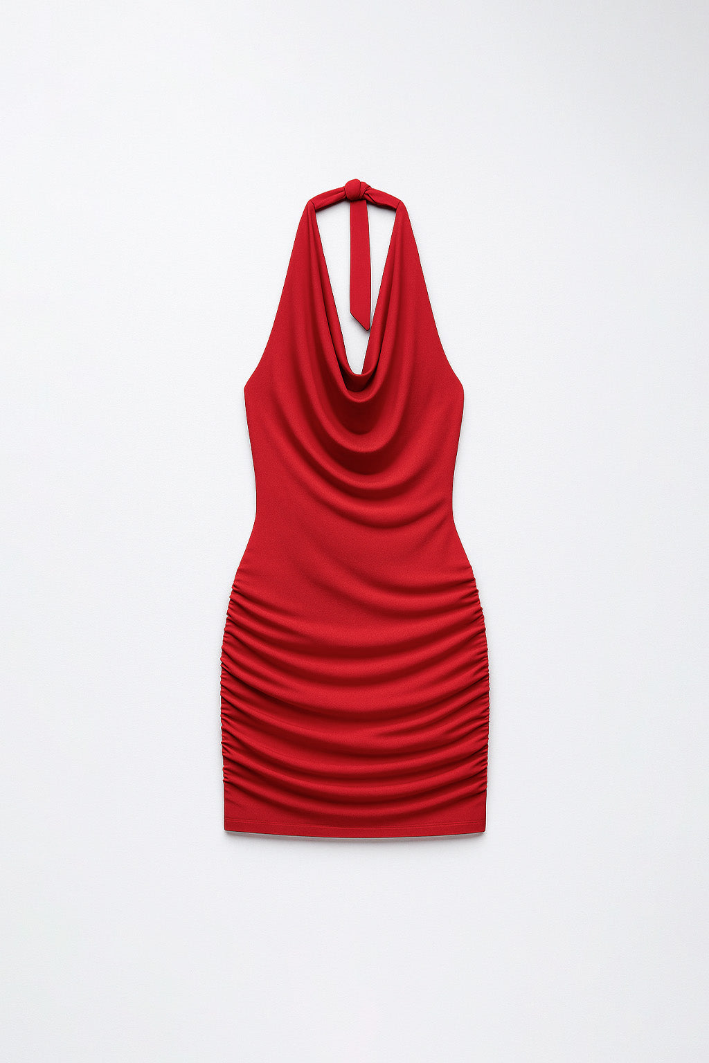 Vestido Drapeado Nudo - Rojo