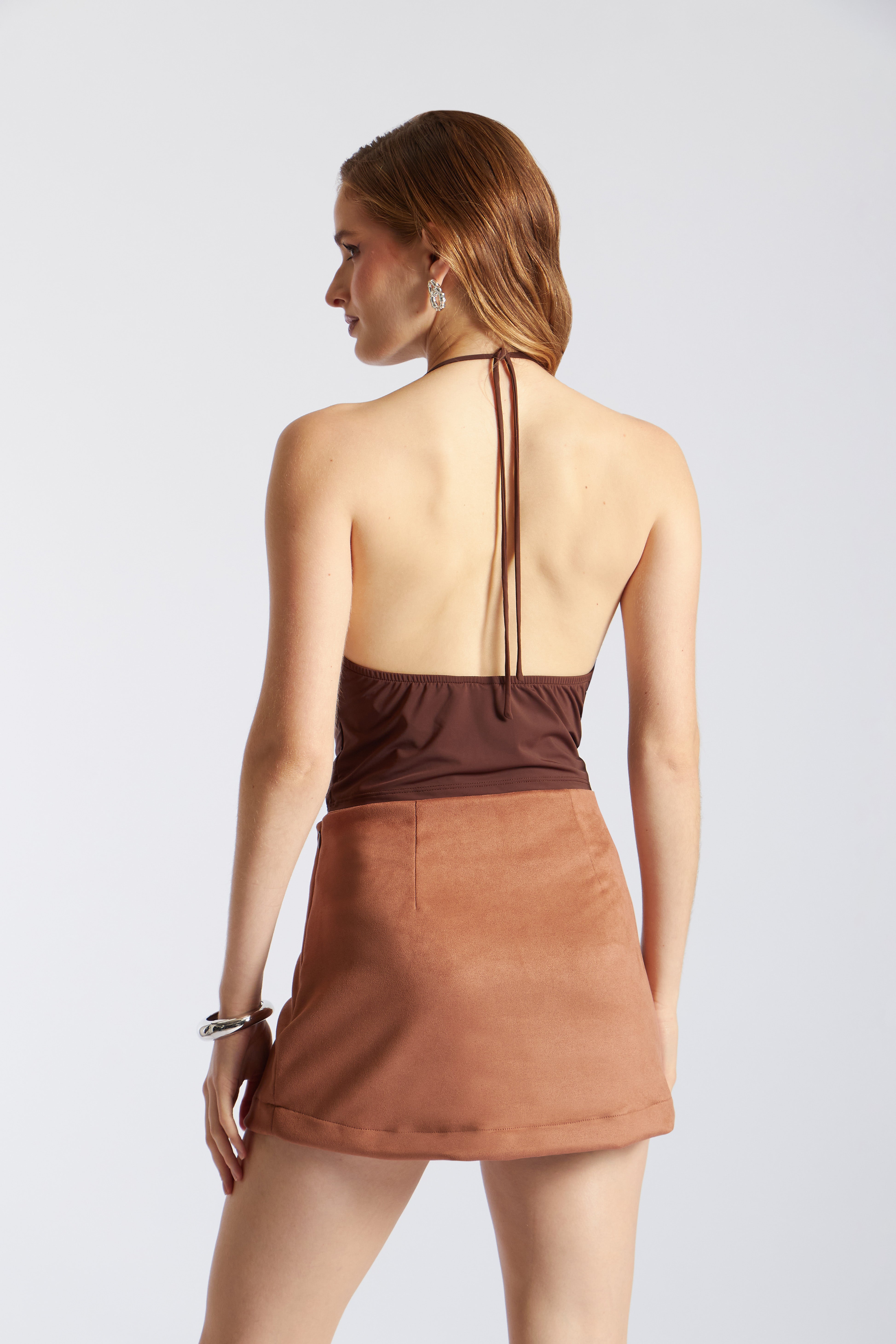 Top Drapeado Tachas - Marrón