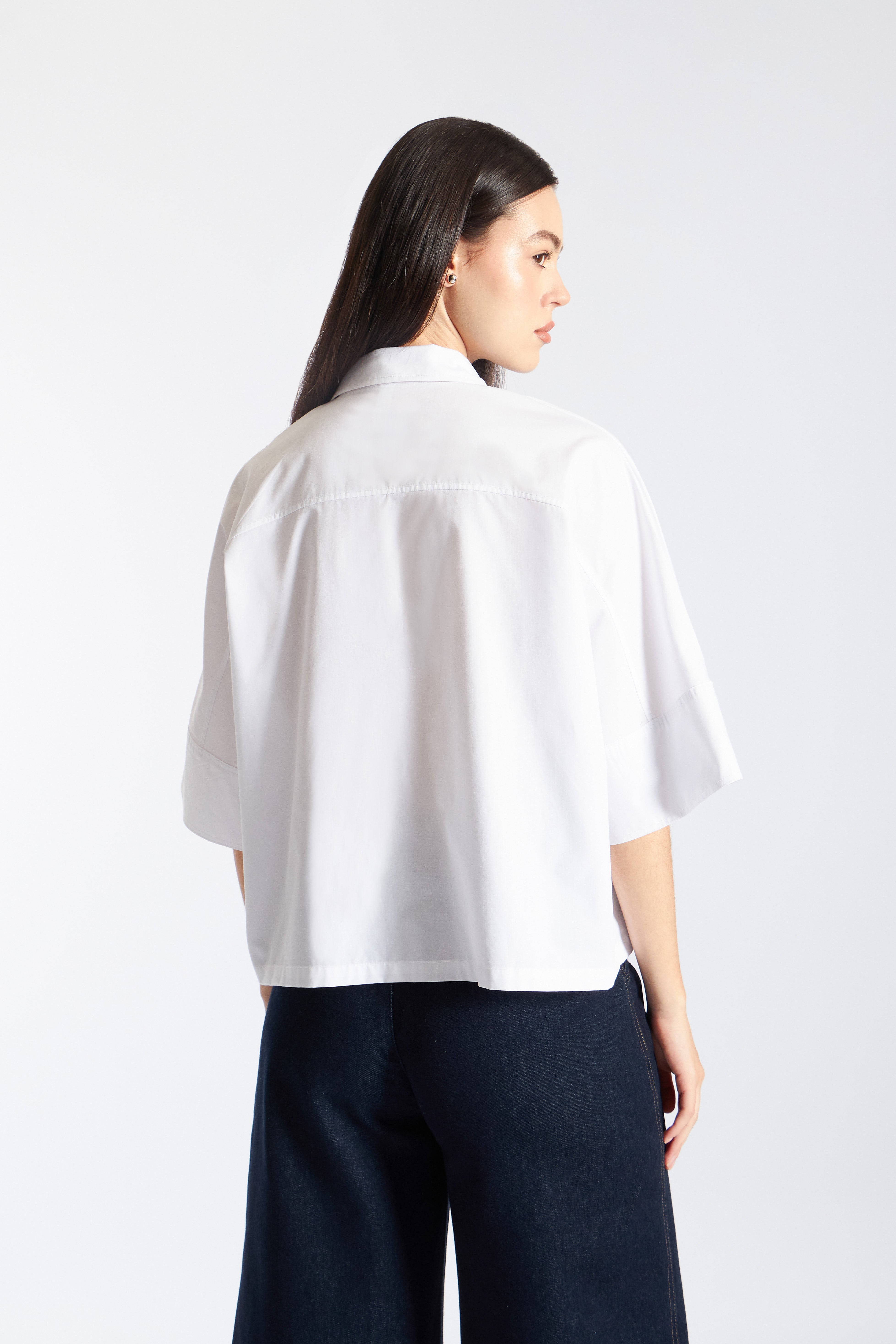 Camisa Popelín Manga Volumen - Blanco