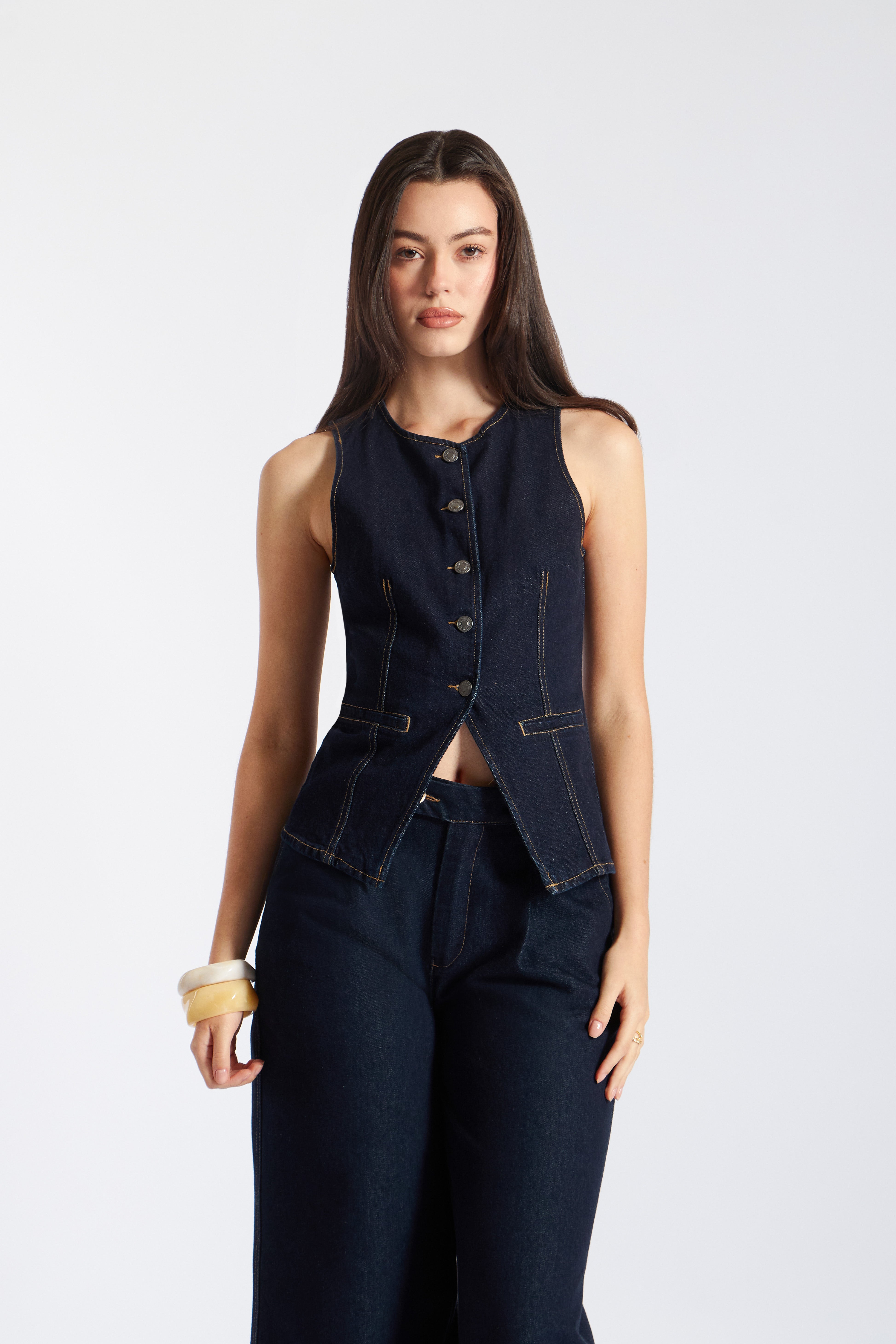 Chaleco Denim Slim - Natural