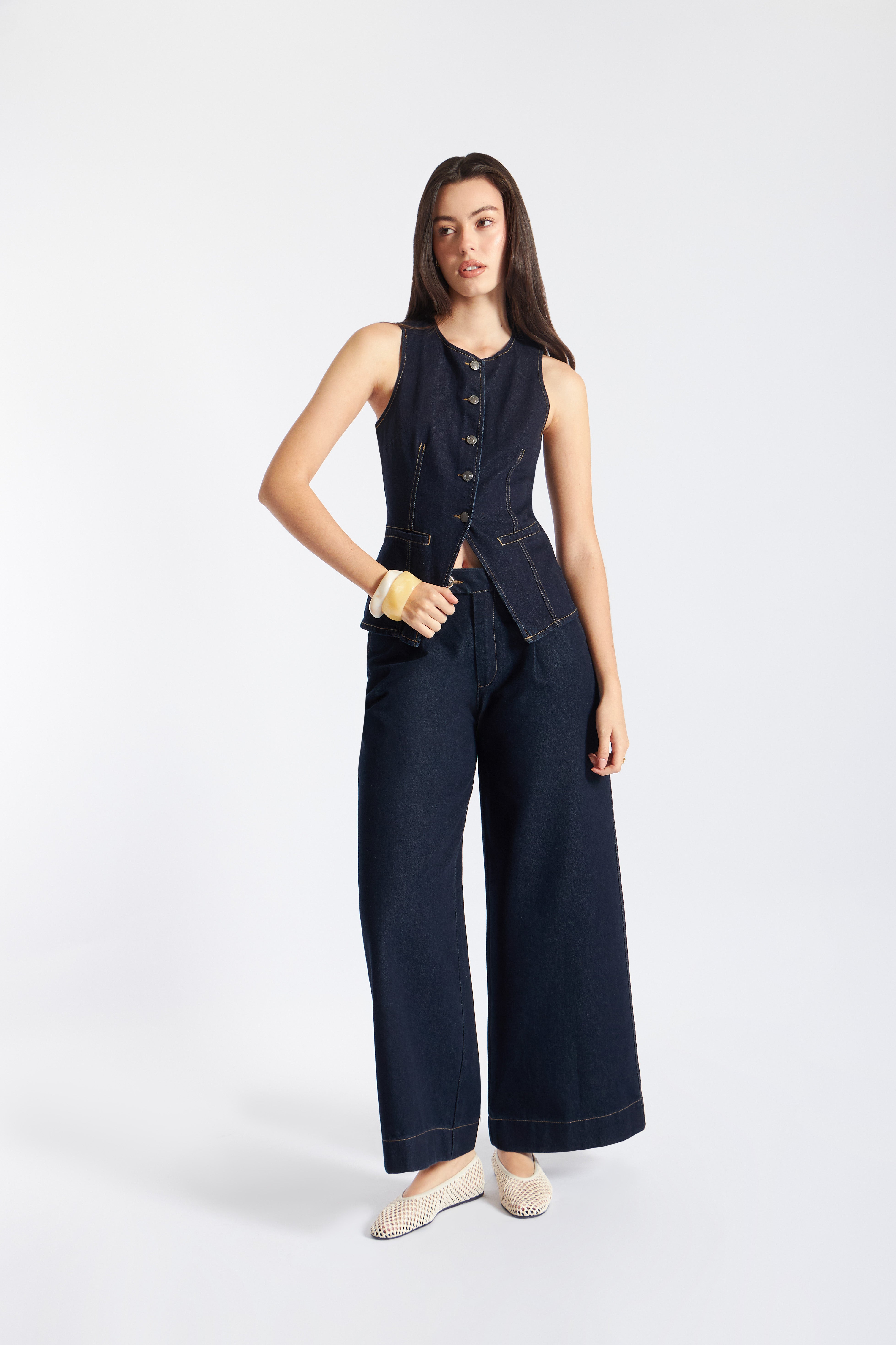 Chaleco Denim Slim - Natural