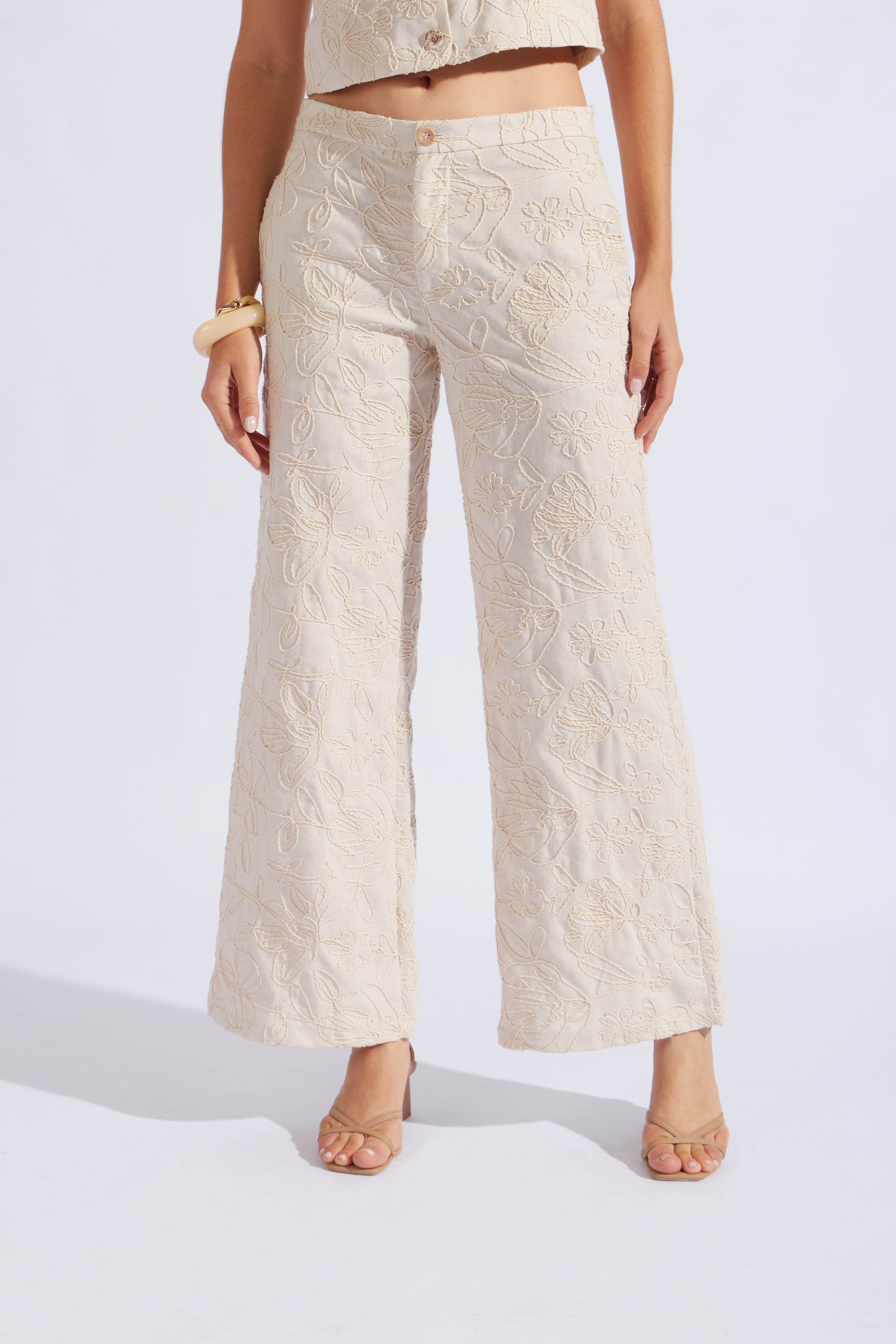 Pantalón Textura Straight - Natural