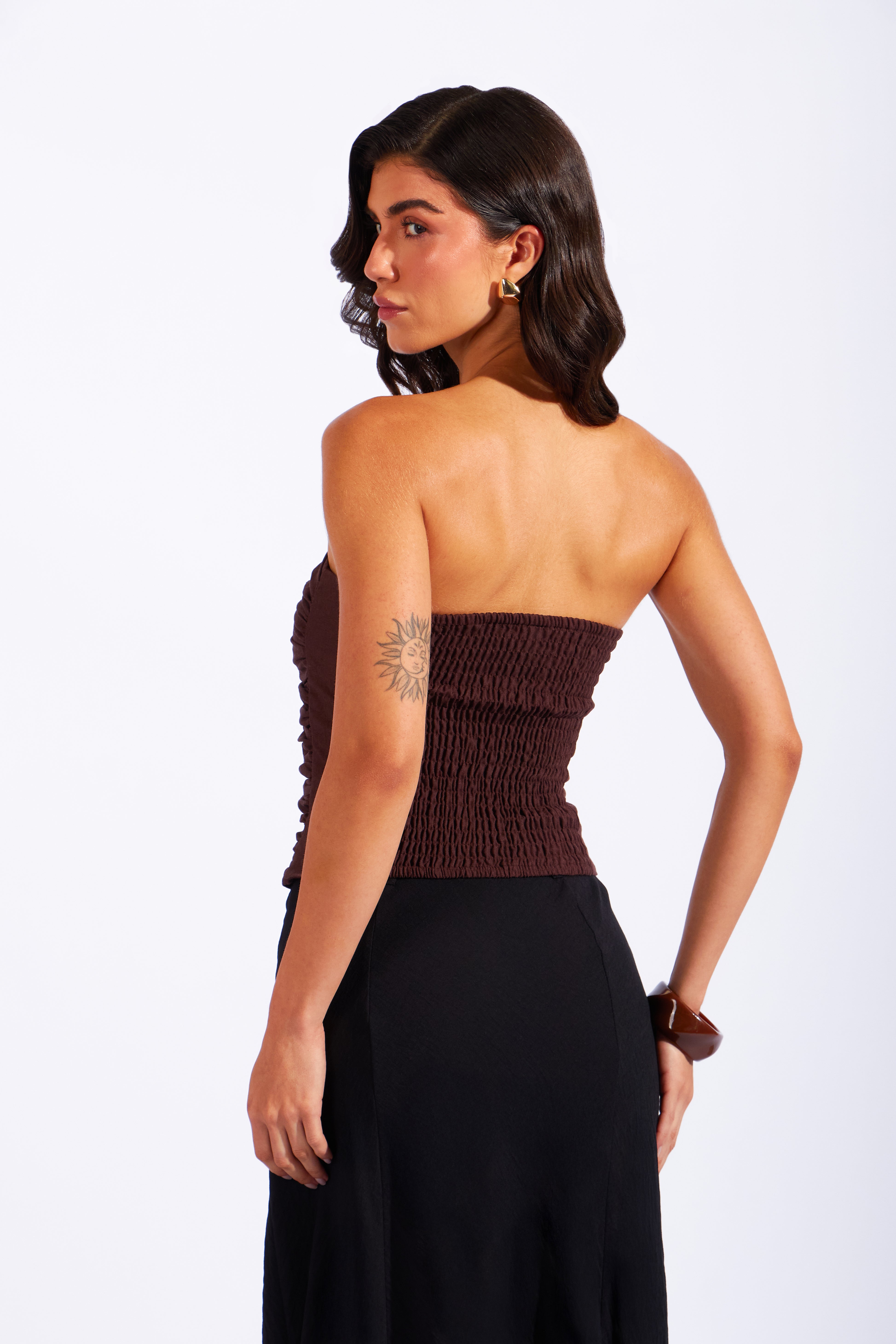 Top Strapless Rústico - Marrón