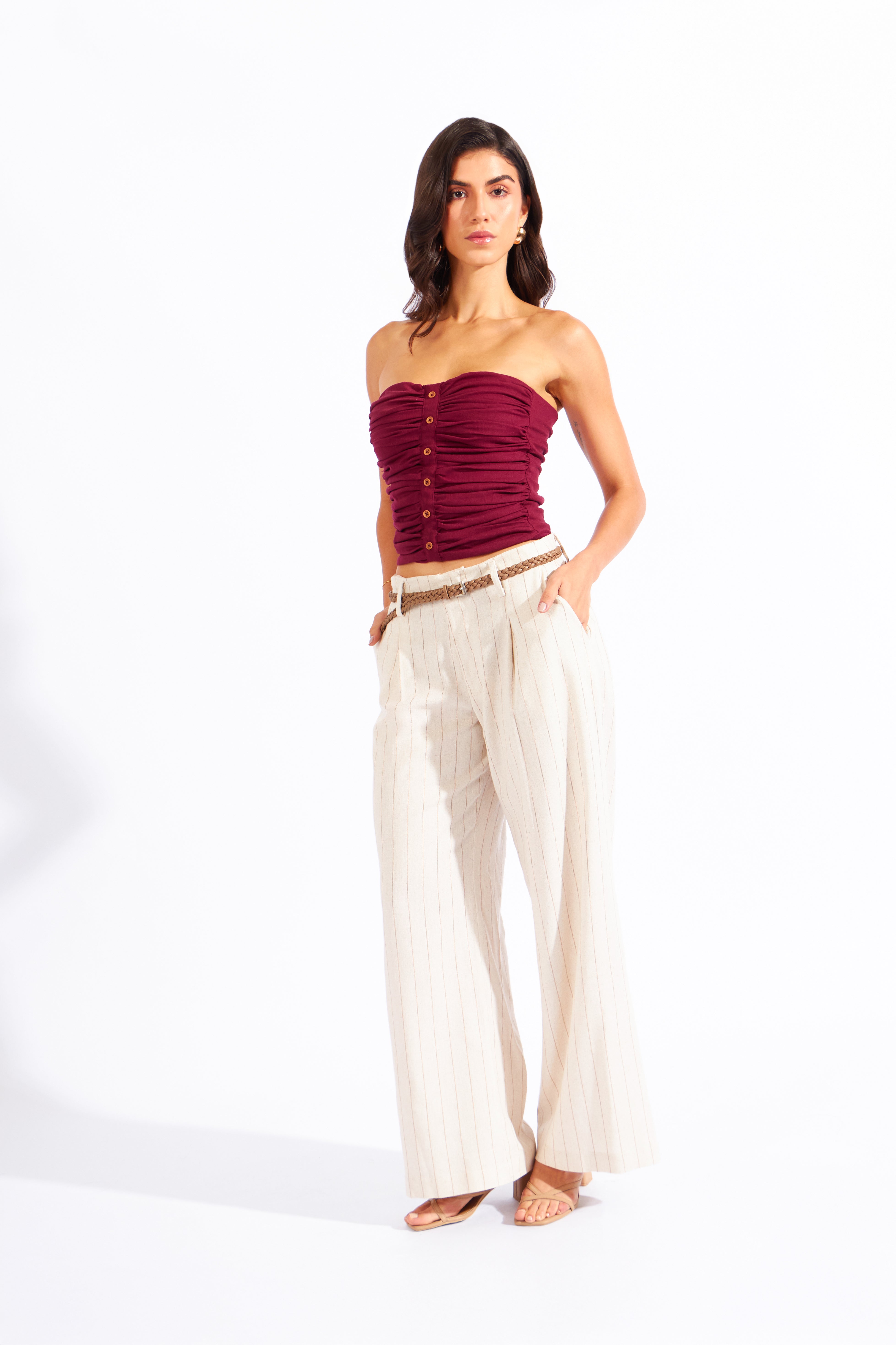 Top Strapless Rústico - Borgoña