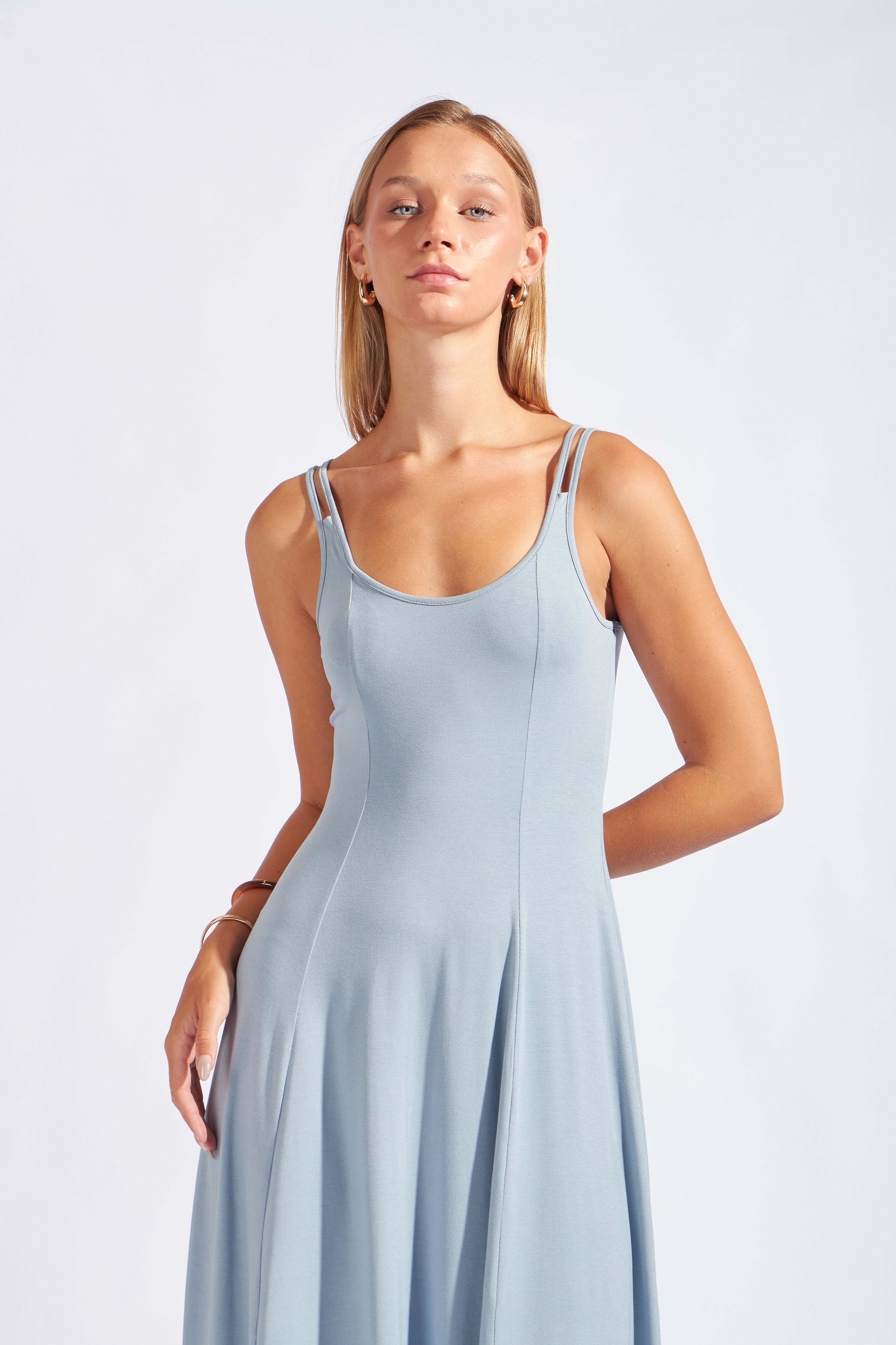 Vestido Tirantes Silueta - Acero