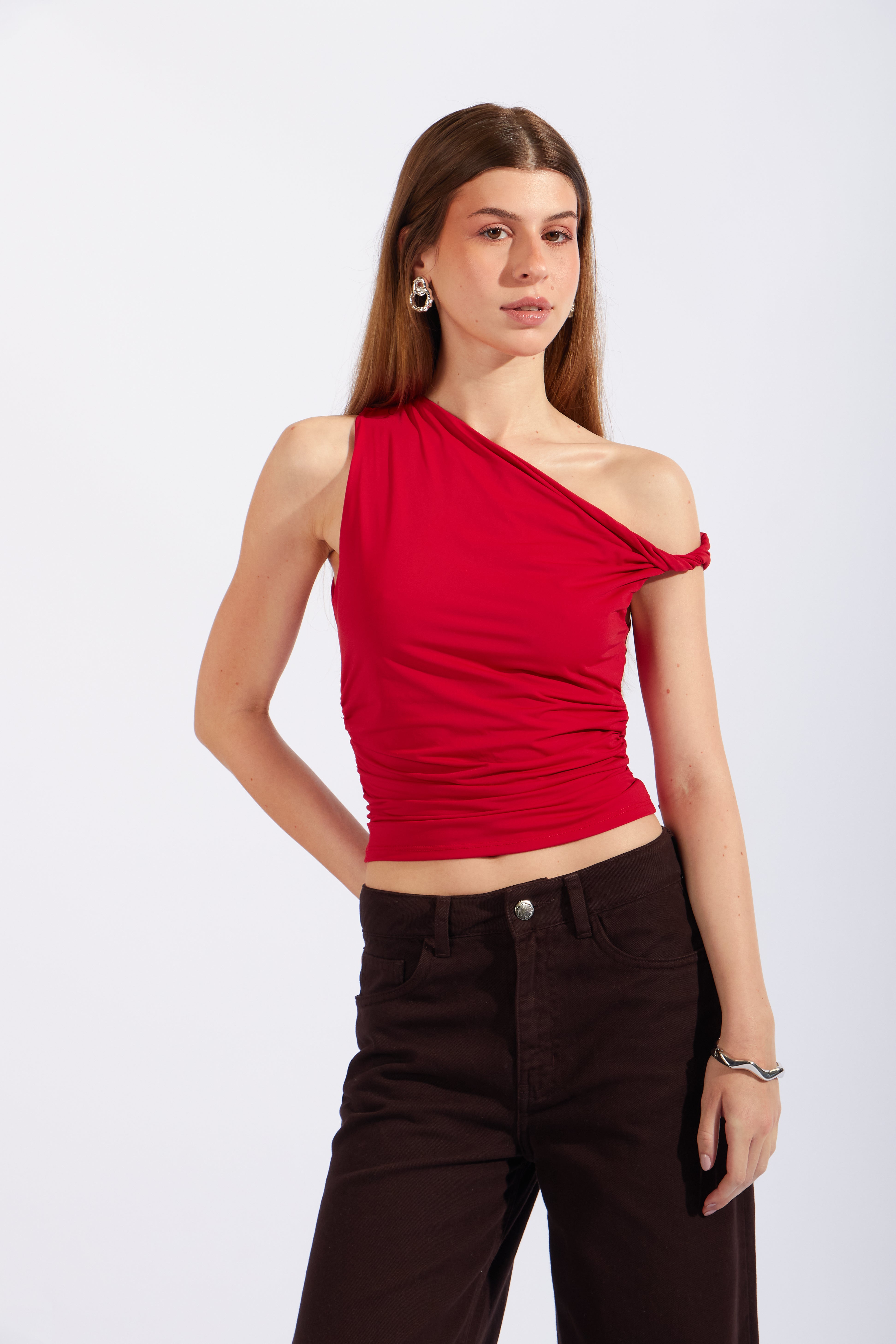 Top Asimétrico Twist - Rojo