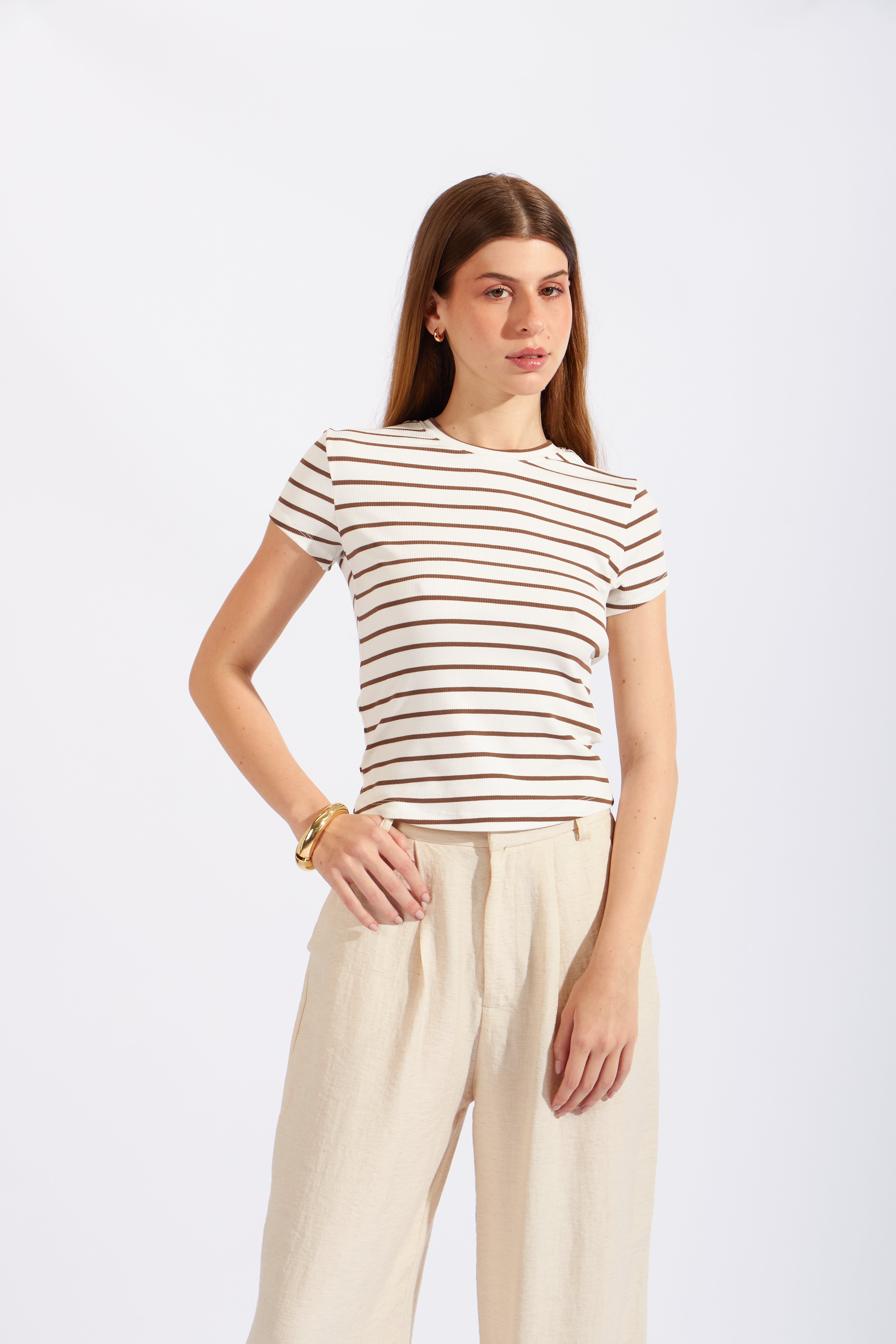 Camiseta Manga Corta - Perla con Topo