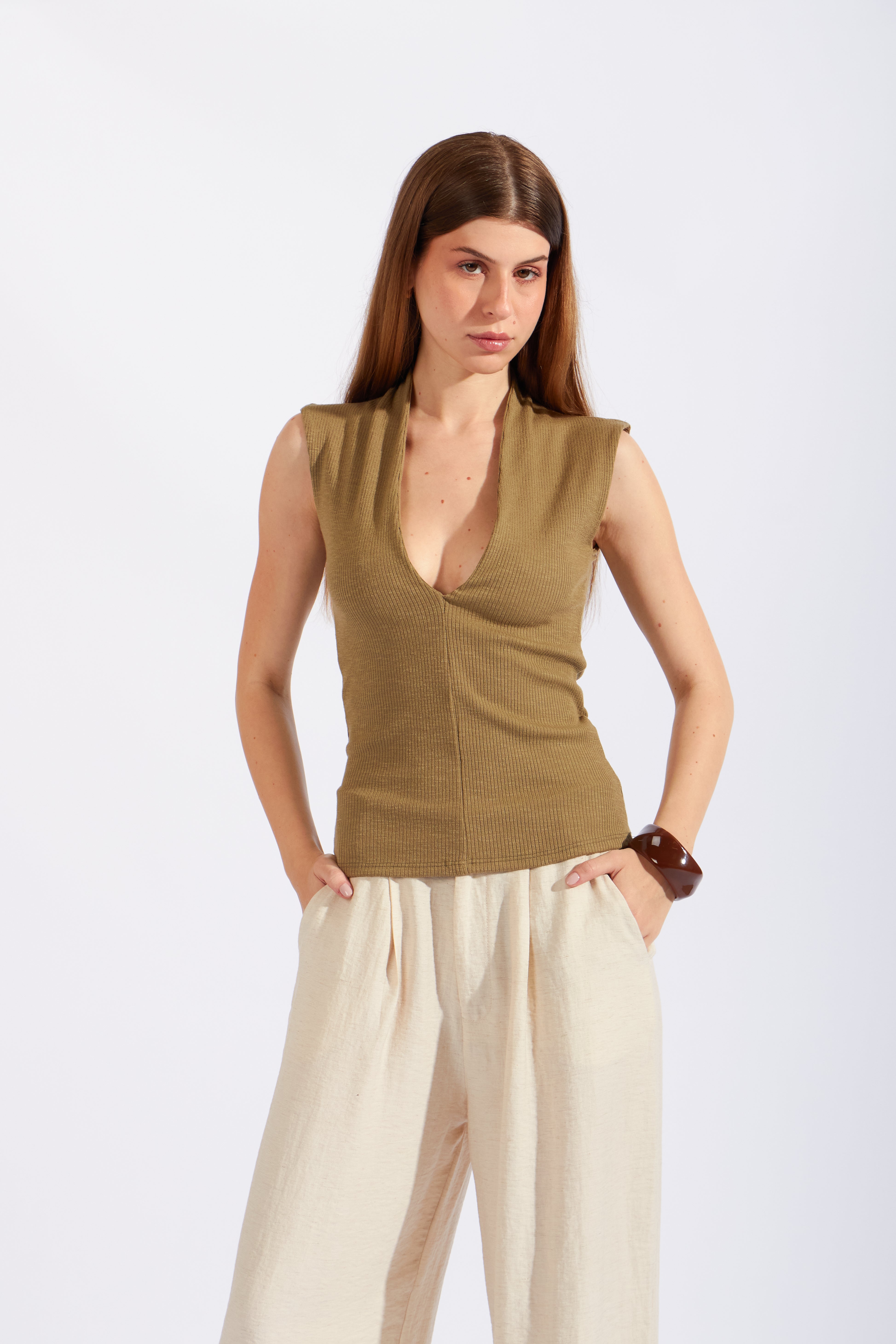 Camiseta Rústica Escote - Verde