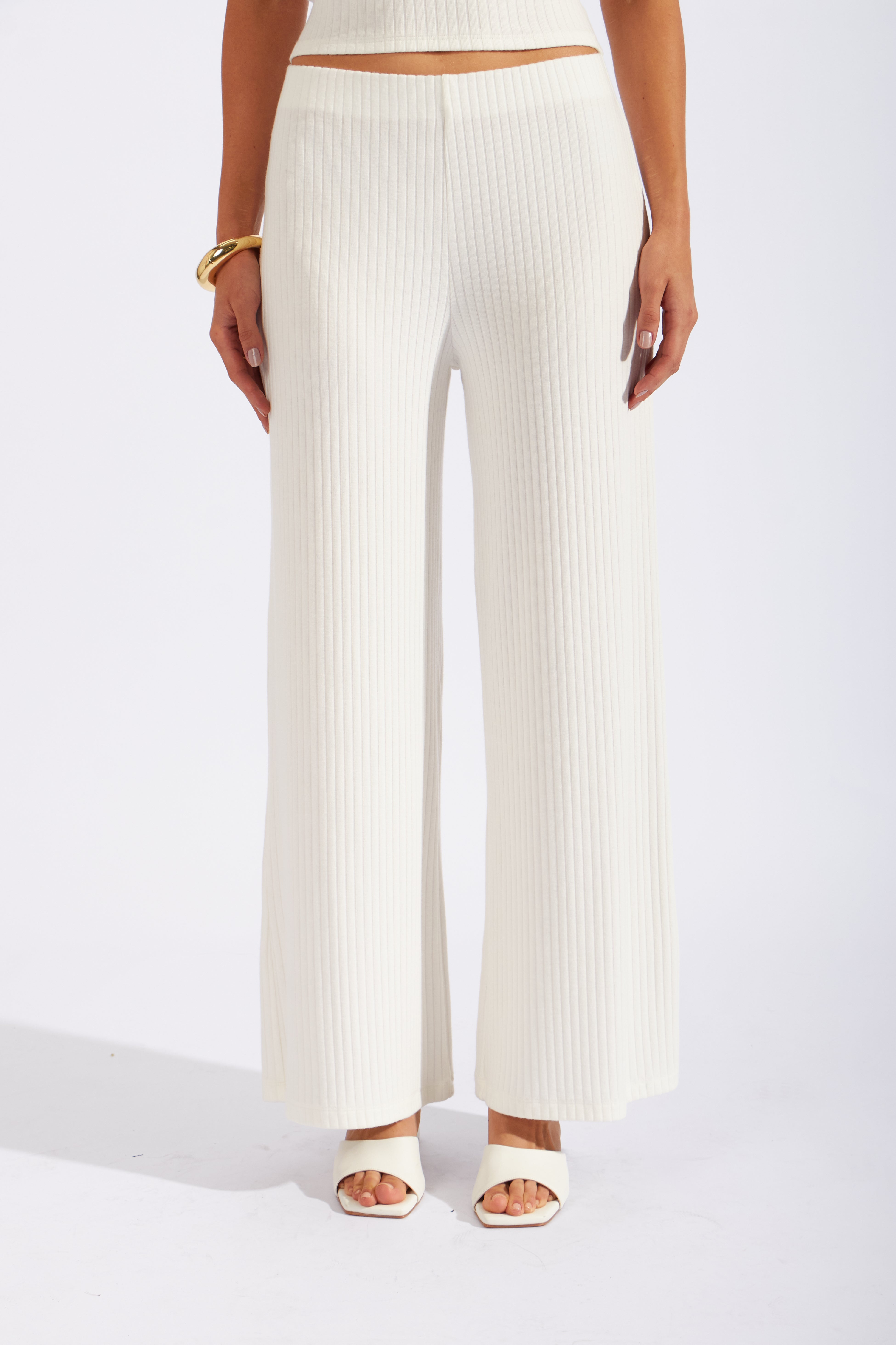 Pantalón Rib Straight - Perla