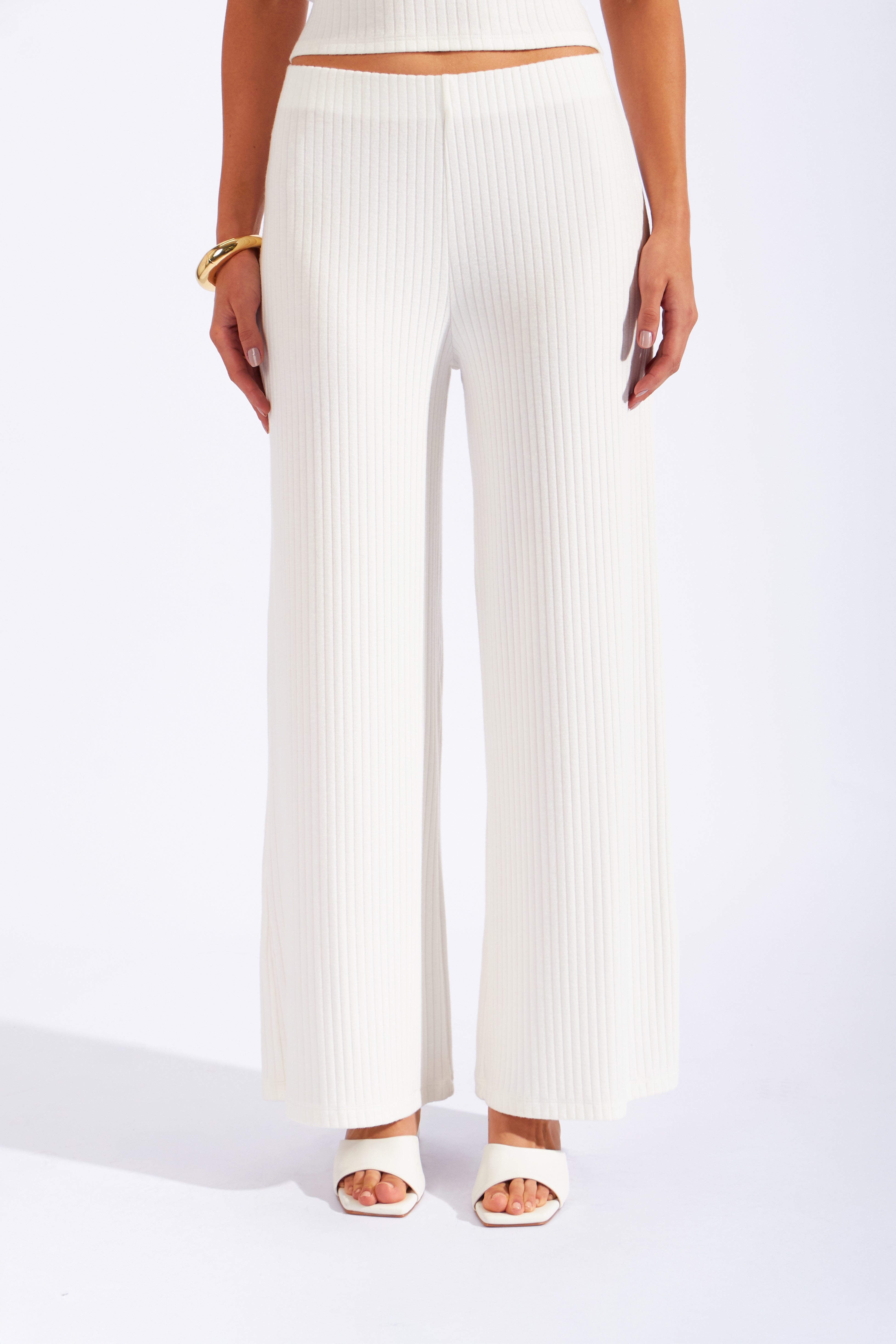 Pantalón Rib Straight - Perla