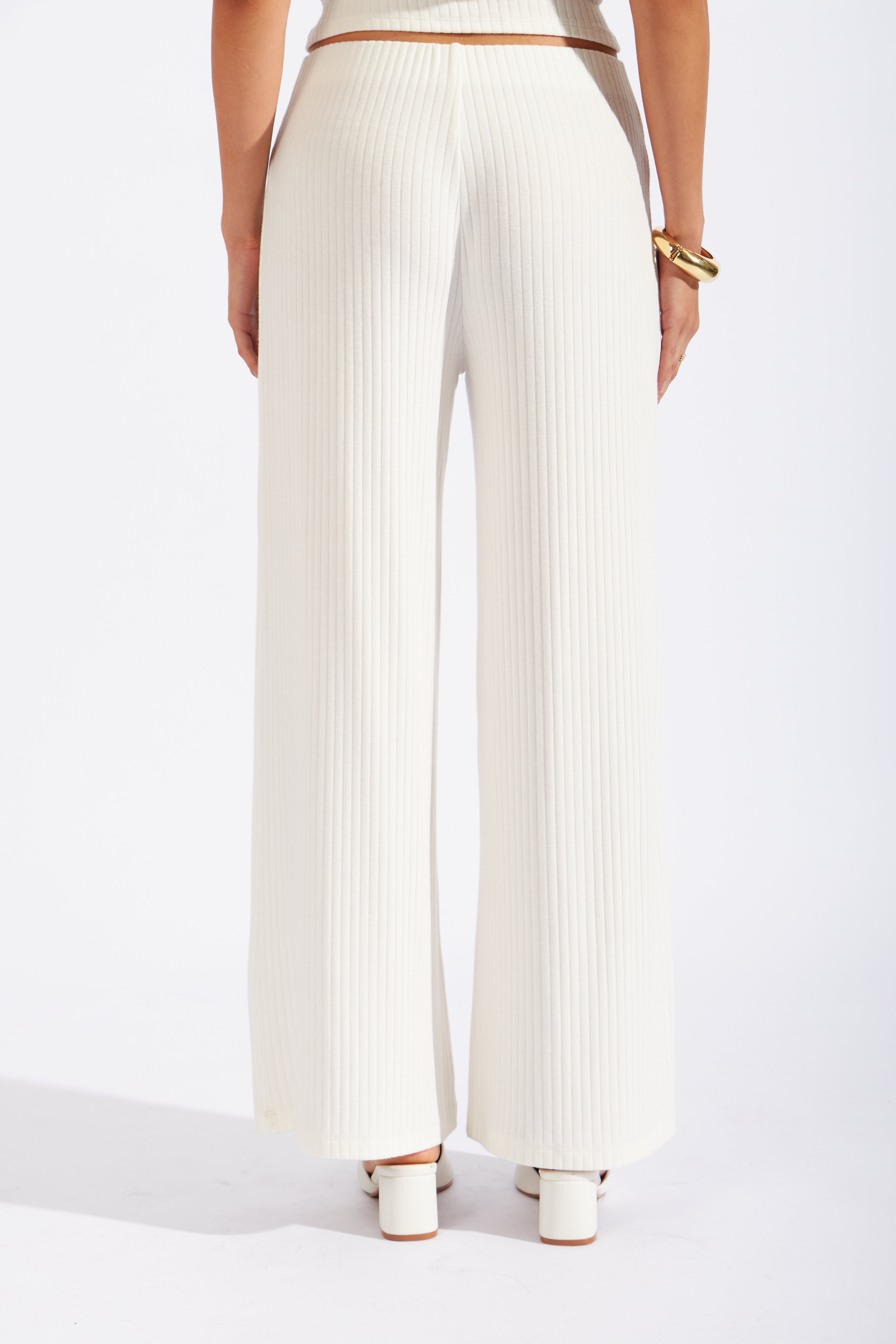 Pantalón Rib Straight - Perla