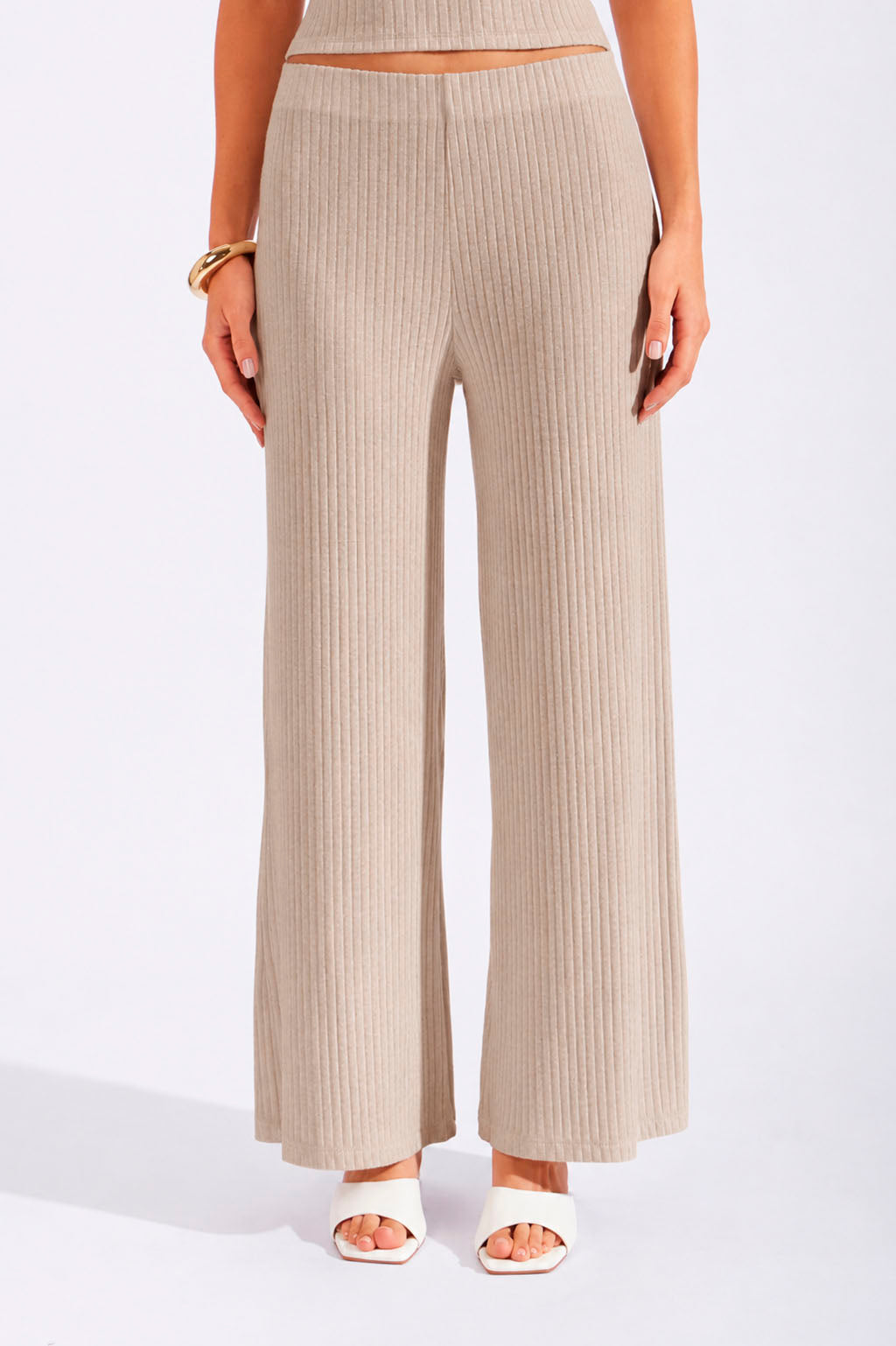Pantalón Rib Straight - Beige