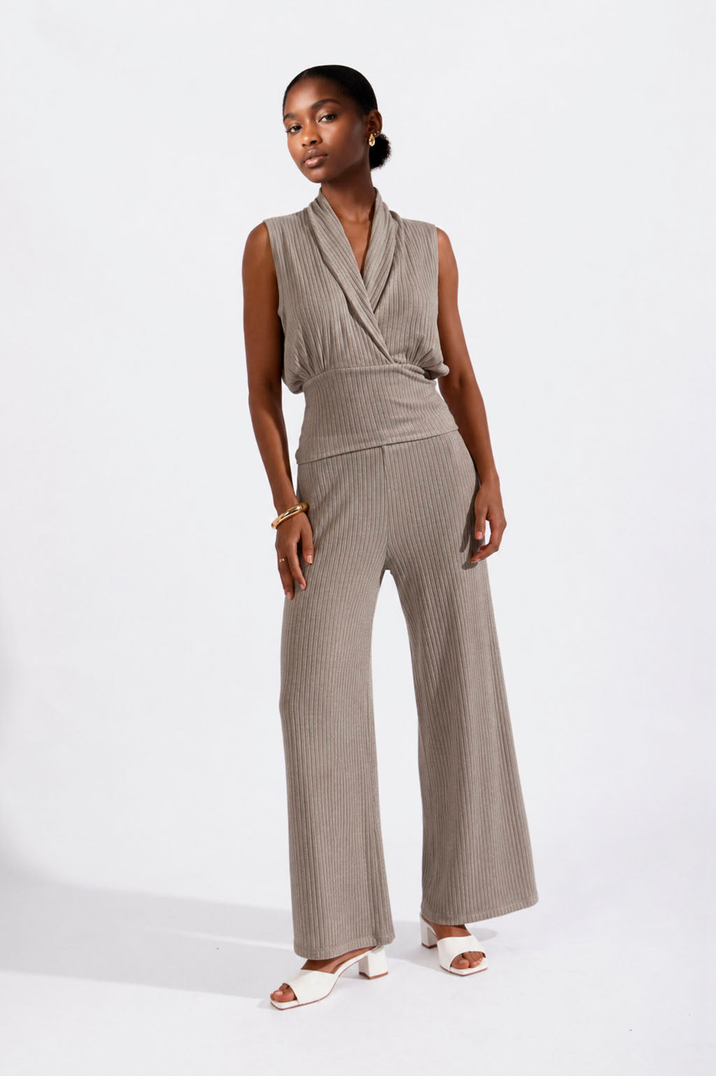 Pantalón Rib Straight - Taupe